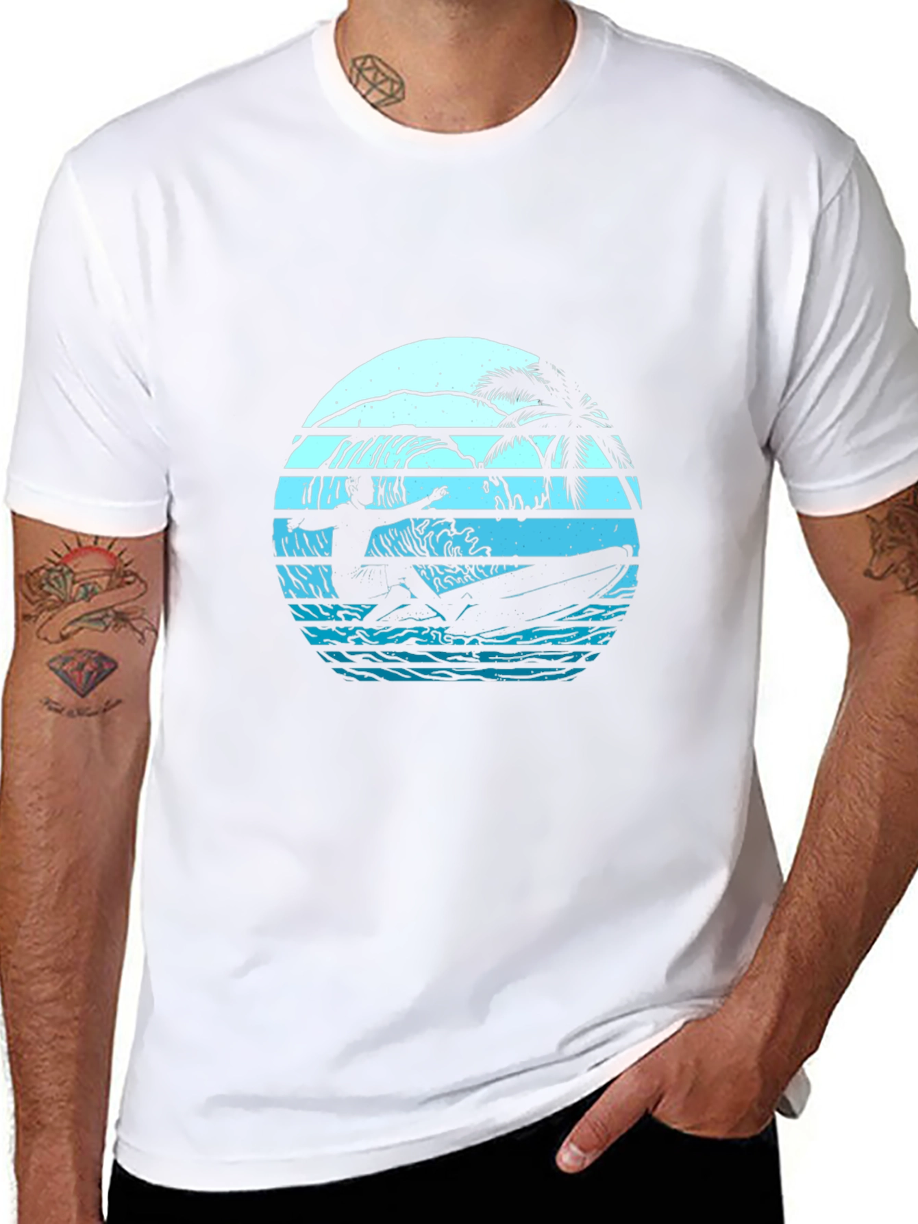 Surfing Sunset Graphic Tee - Retro Style