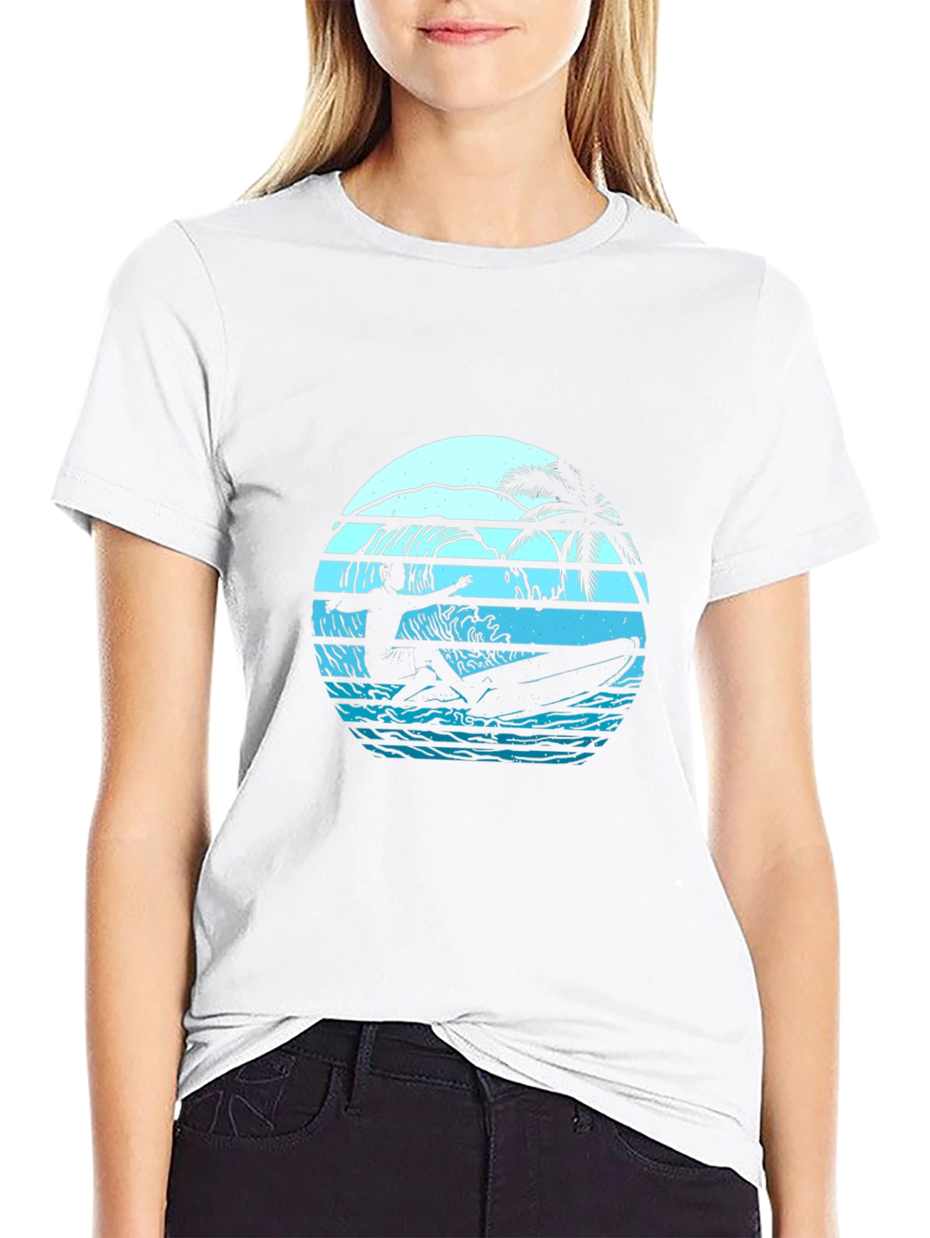 Surfing Sunset Graphic Tee - Retro Style