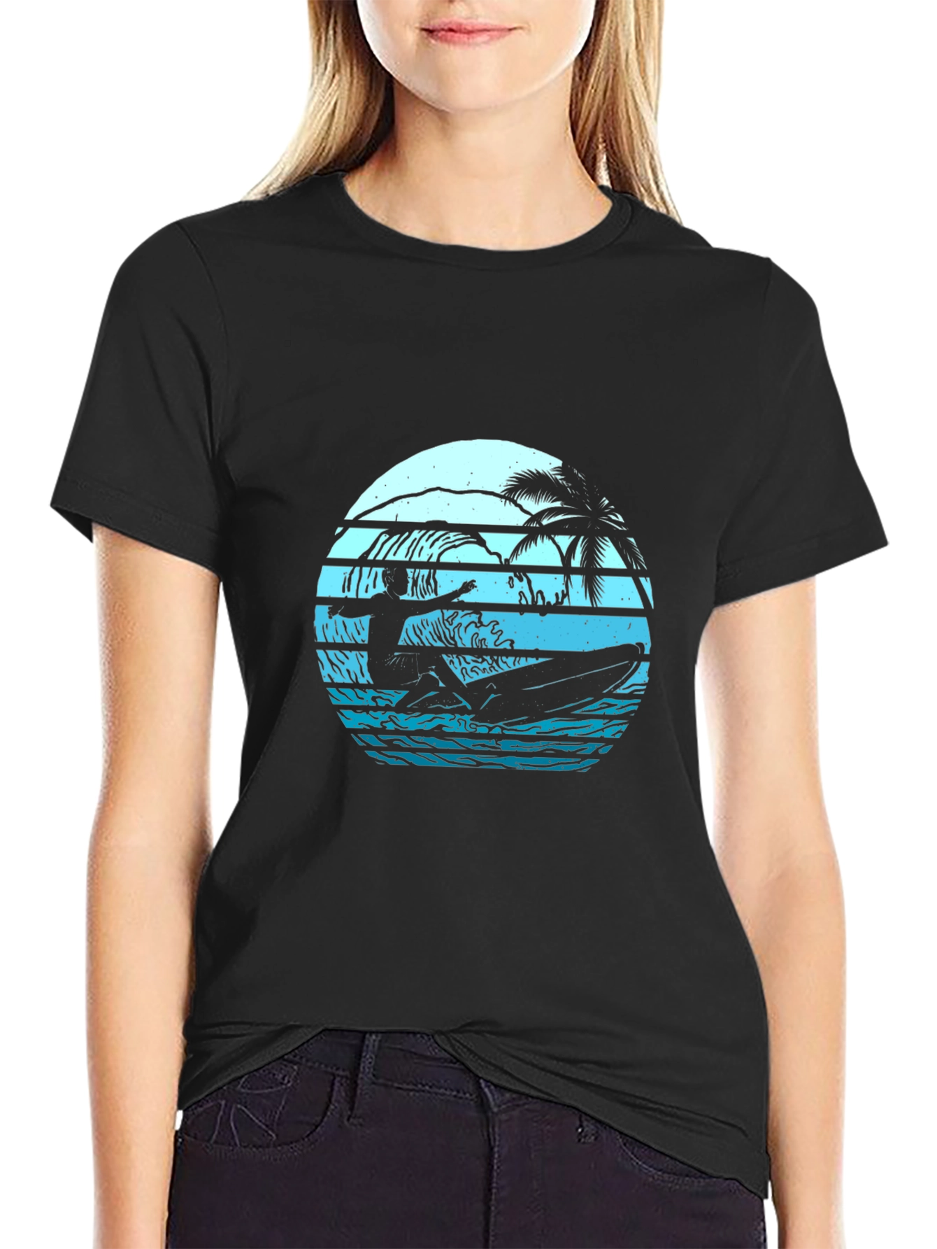 Surfing Sunset Graphic Tee - Retro Style