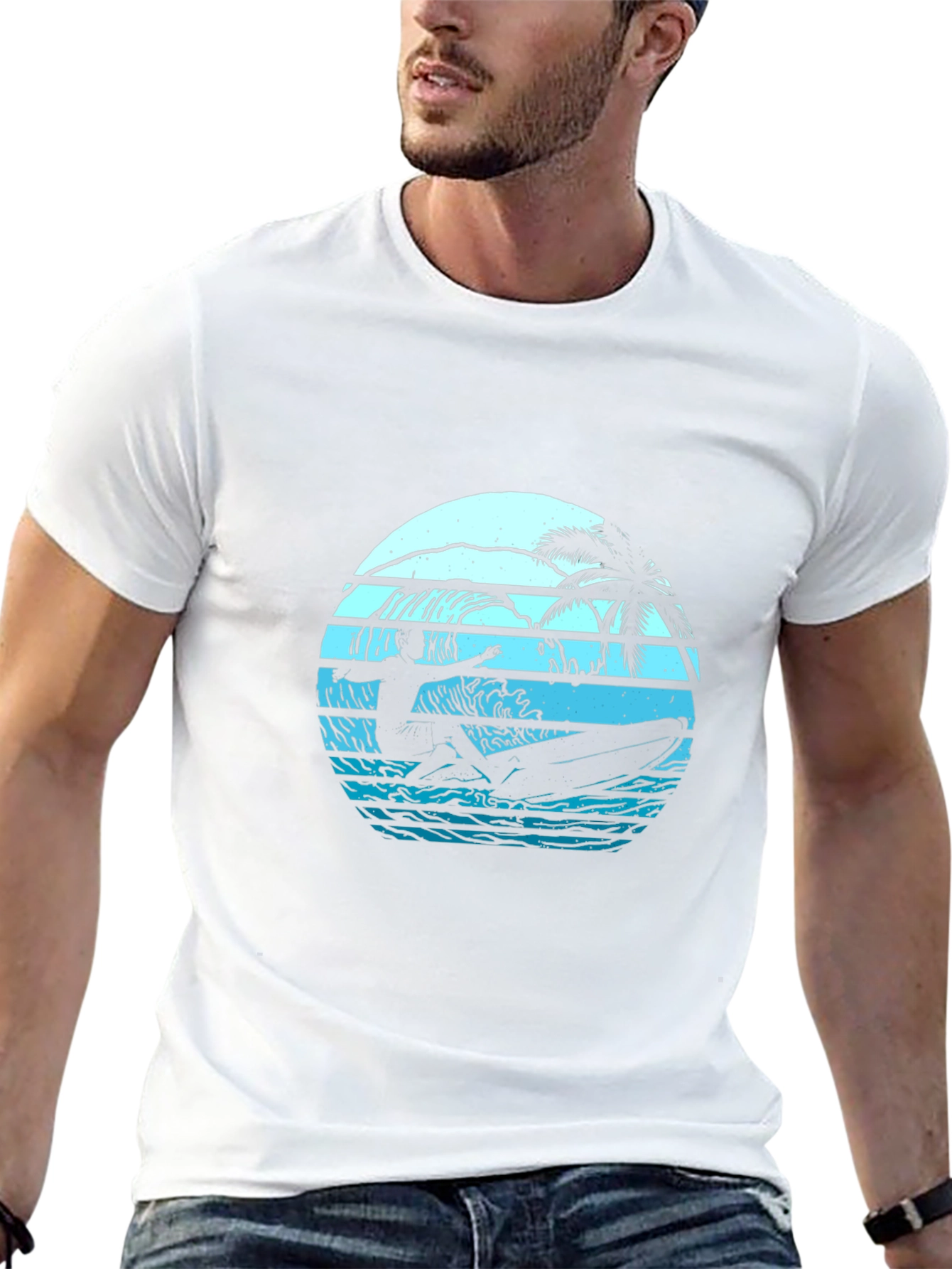 Surfing Sunset Graphic Tee - Retro Style