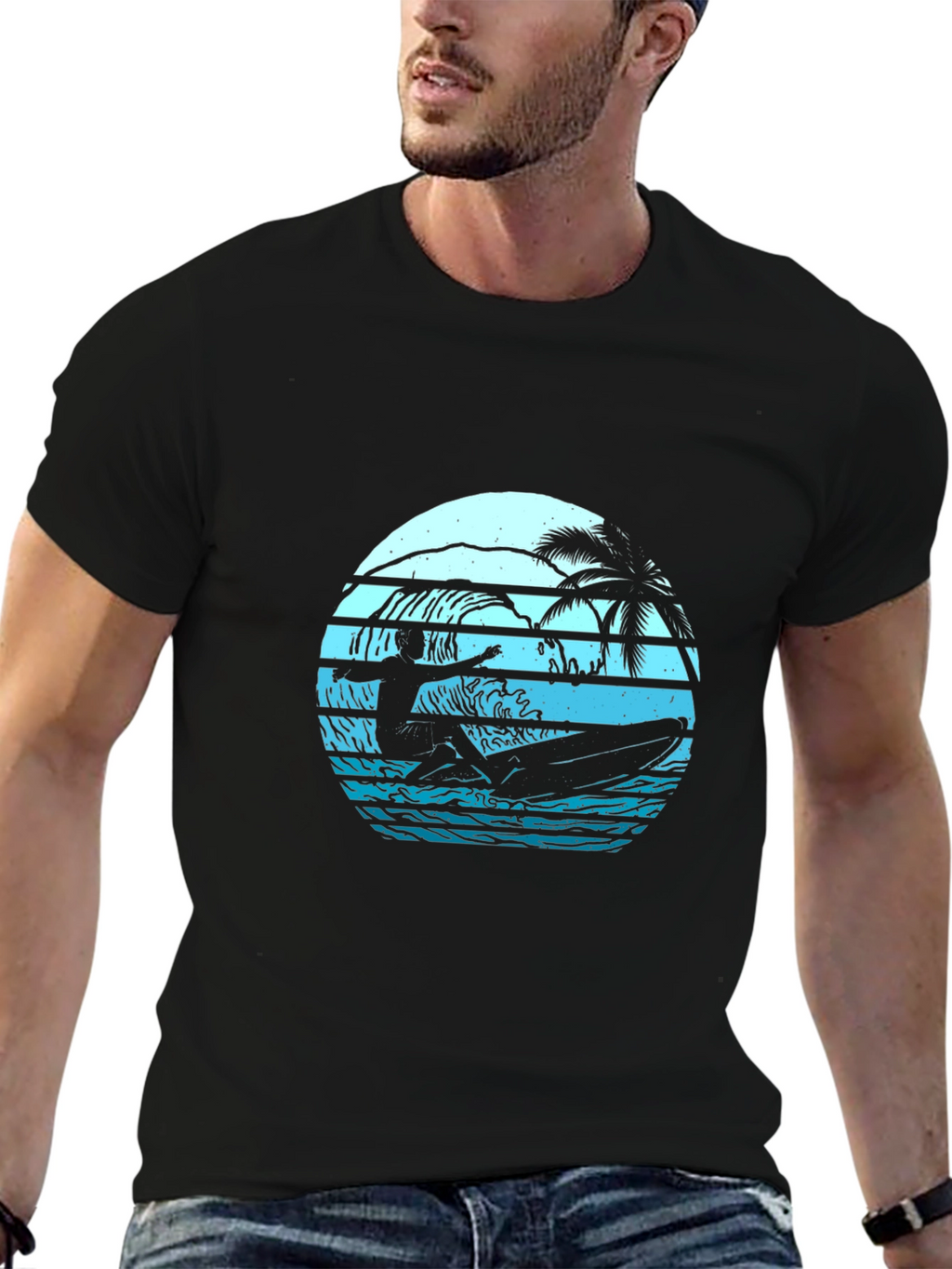 Surfing Sunset Graphic Tee - Retro Style