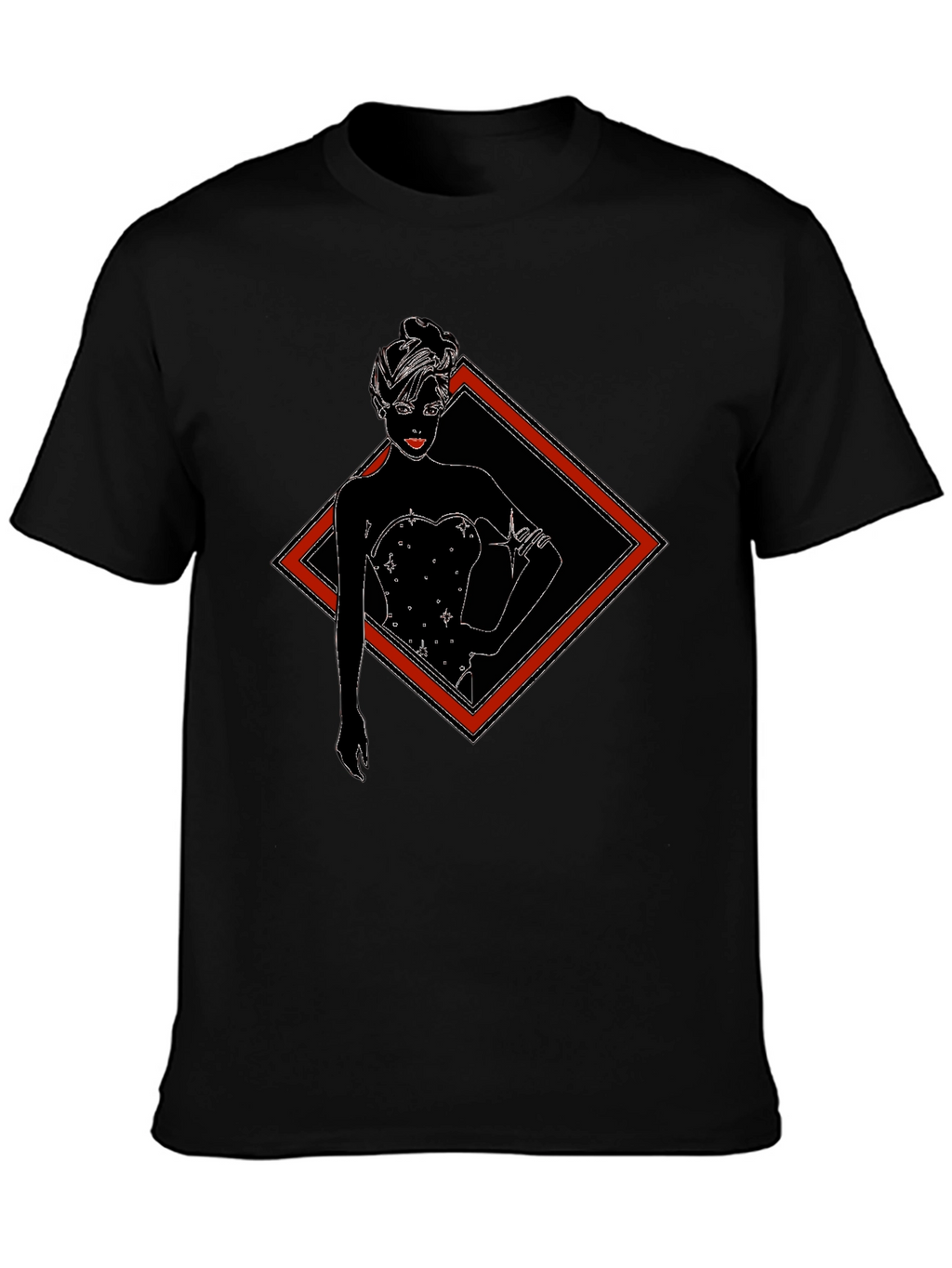 Black T-Shirt with Diamond Lady Graphic Tee