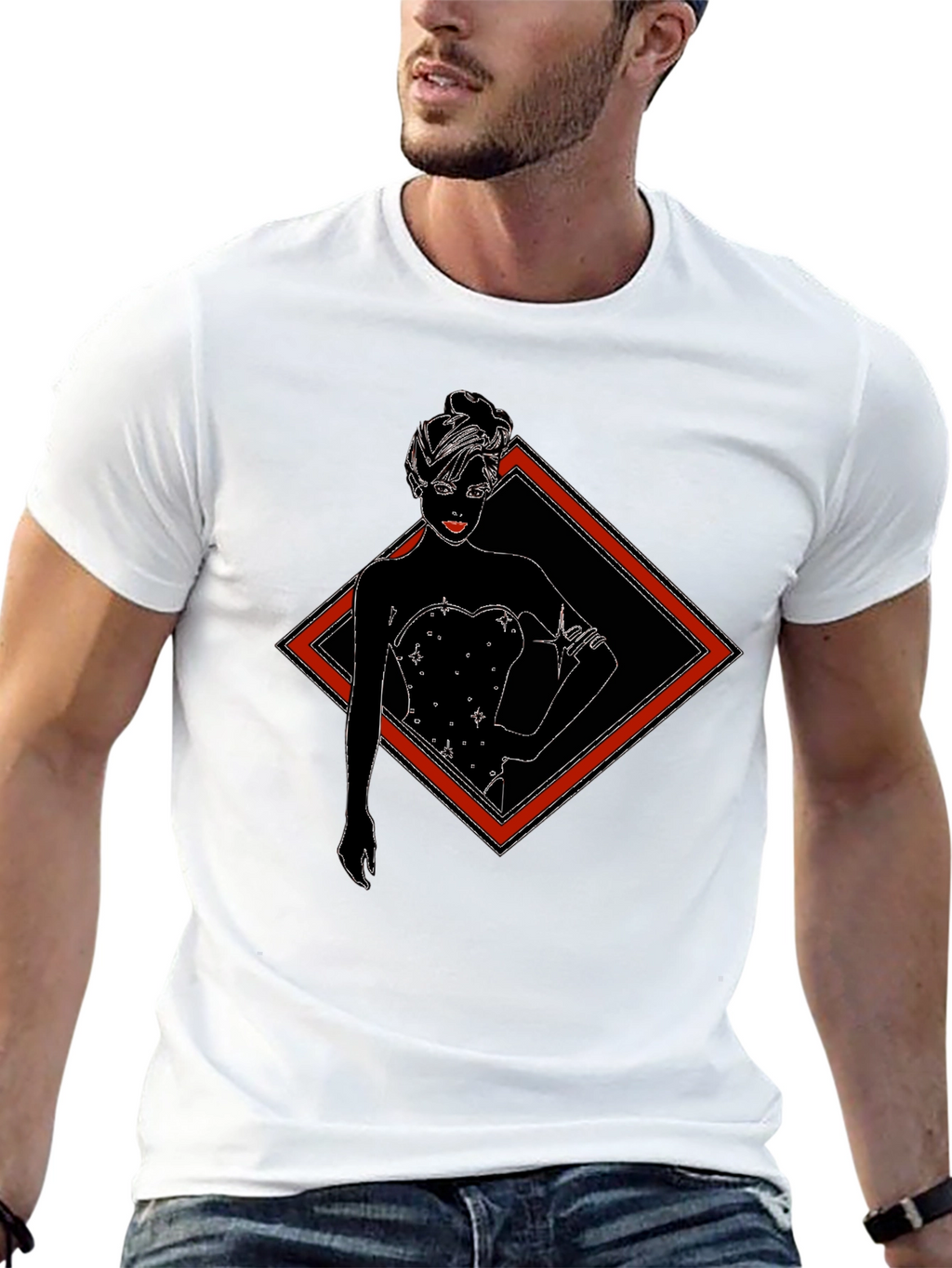 Black T-Shirt with Diamond Lady Graphic Tee