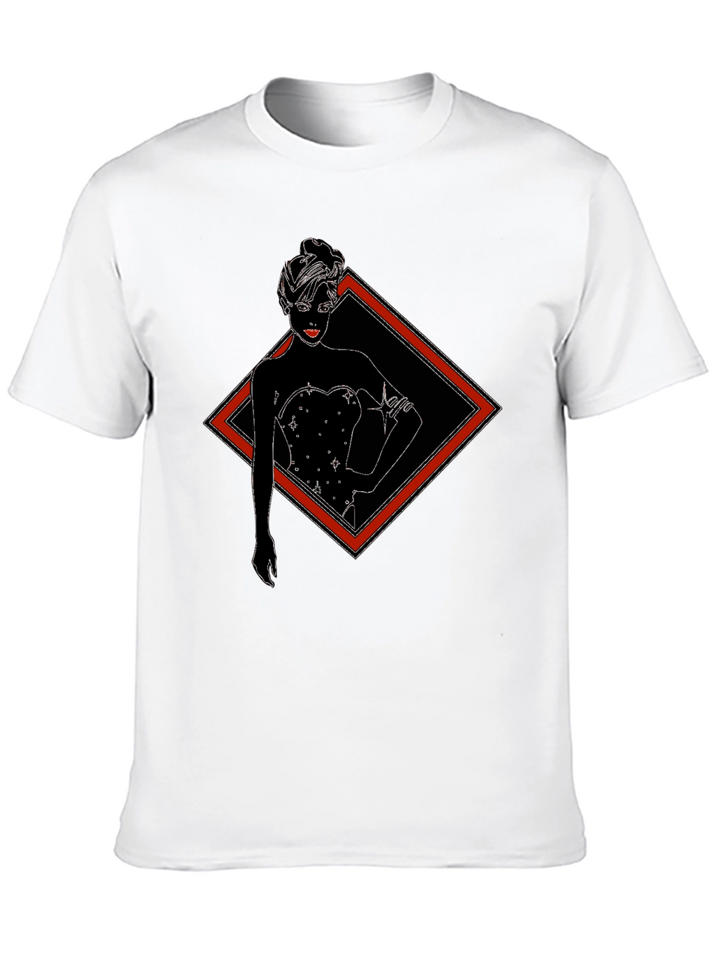 Black T-Shirt with Diamond Lady Graphic Tee