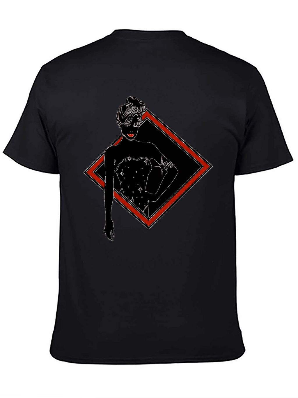Black T-Shirt with Diamond Lady Graphic Tee