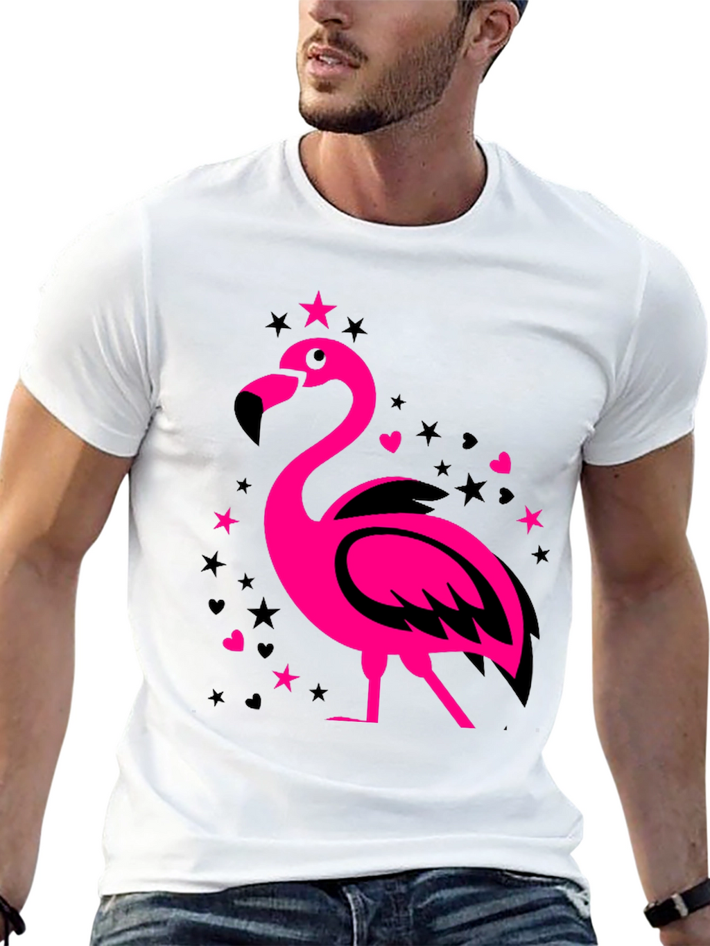 Flamingo Graphic Tee - Mens Black T-Shirt