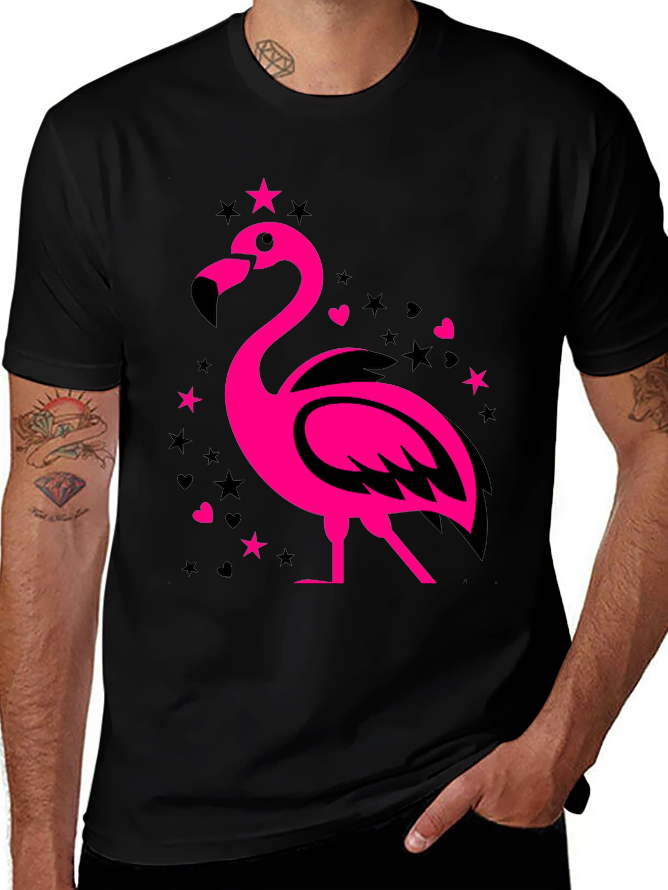 Flamingo Graphic Tee - Mens Black T-Shirt