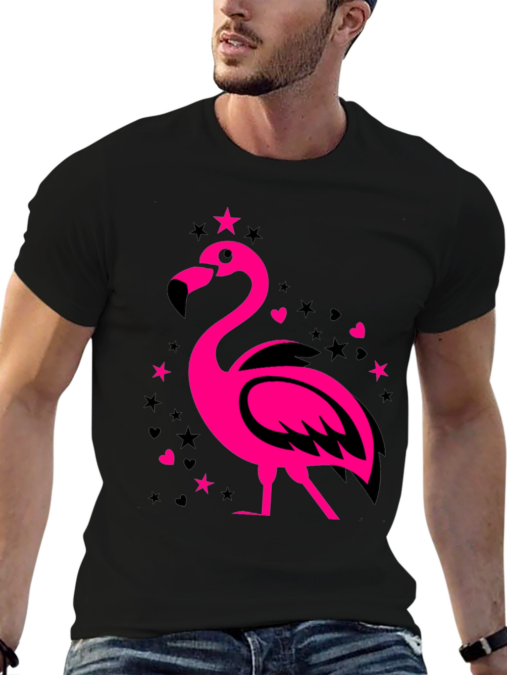 Flamingo Graphic Tee - Mens Black T-Shirt