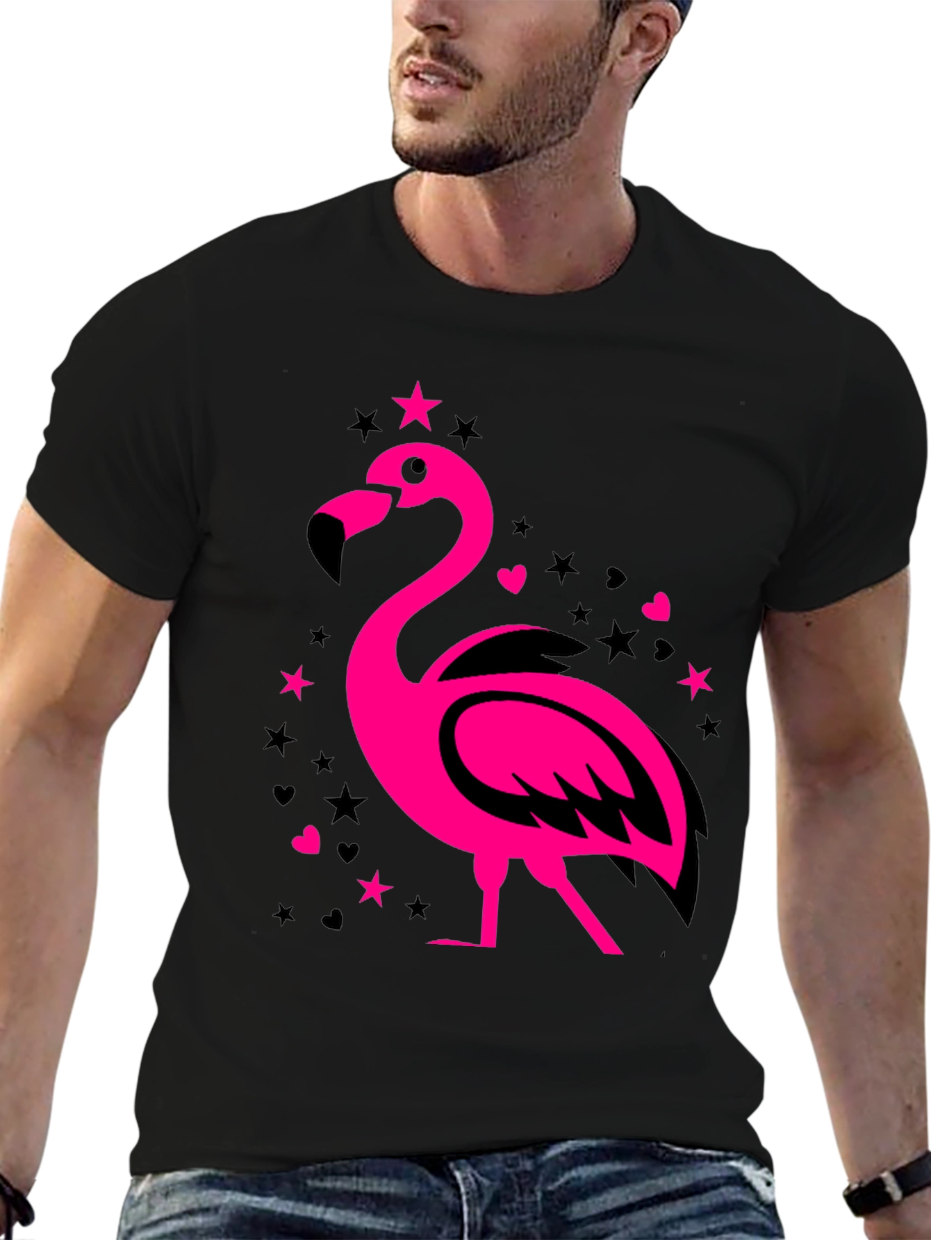 Flamingo Graphic Tee - Mens Black T-Shirt