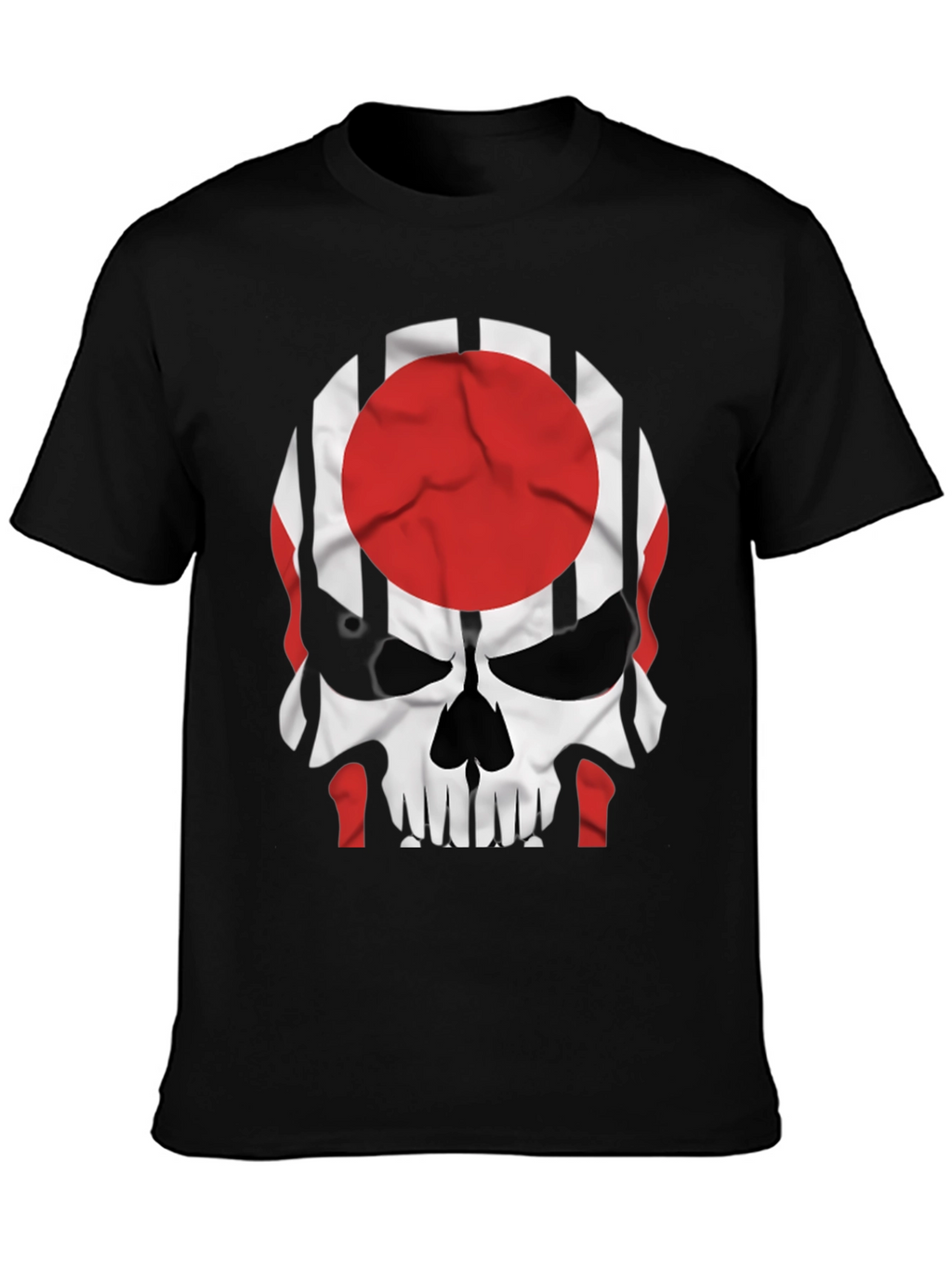 Skull Japan Flag Graphic Tee - Mens Black T-Shirt