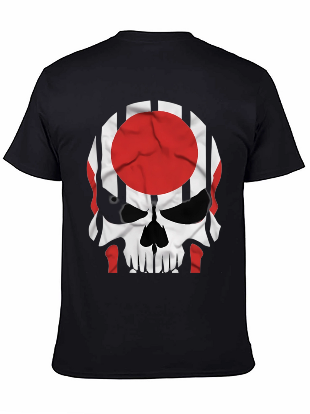 Skull Japan Flag Graphic Tee - Mens Black T-Shirt