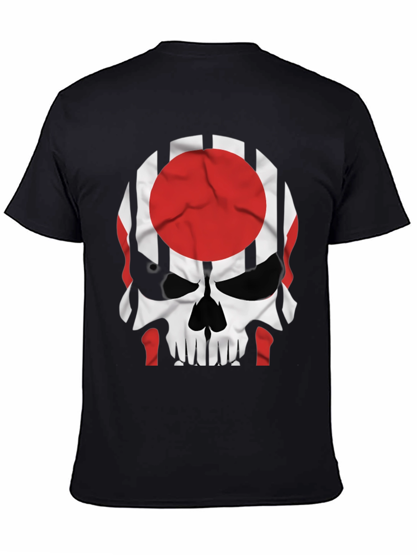 Skull Japan Flag Graphic Tee - Mens Black T-Shirt