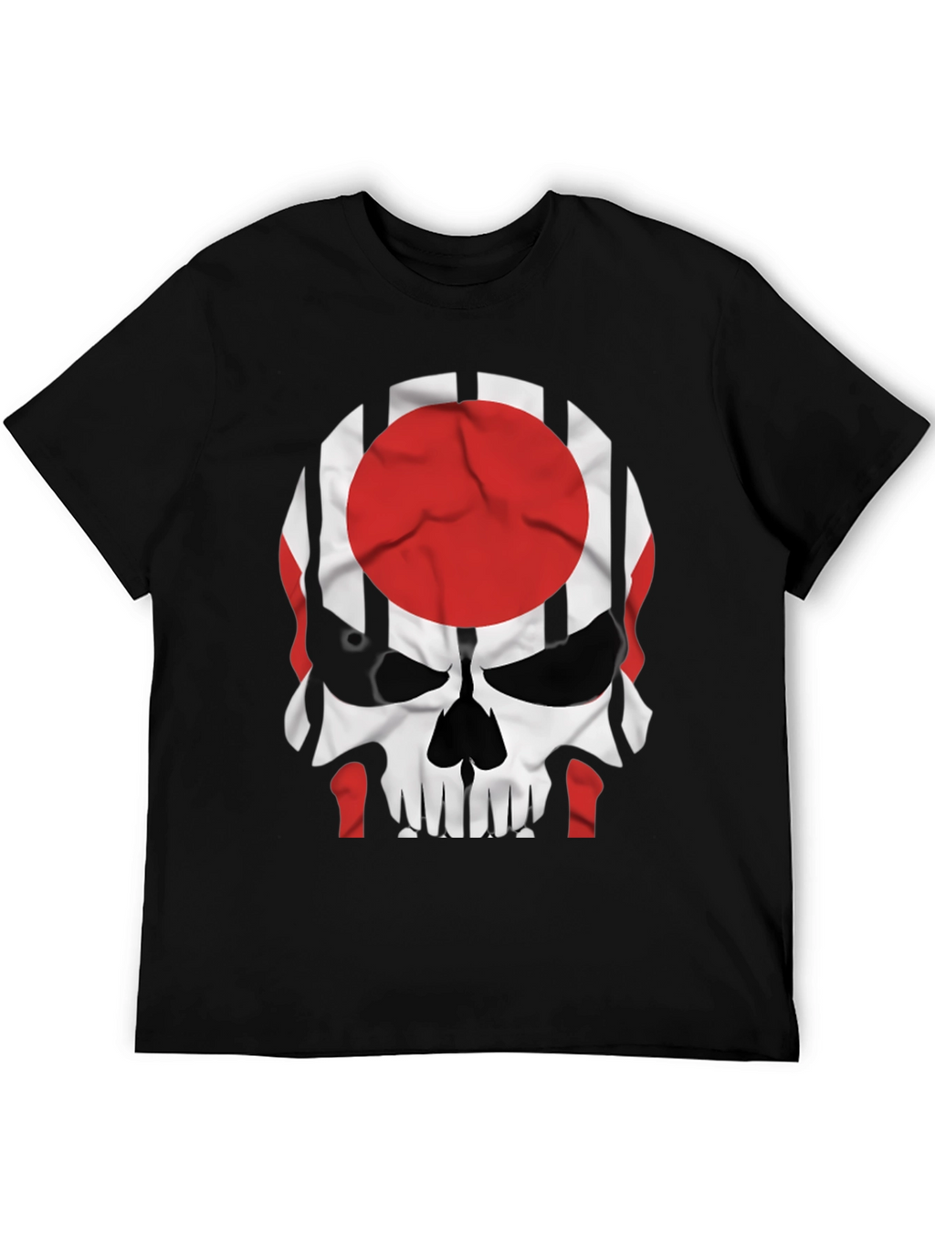 Skull Japan Flag Graphic Tee - Mens Black T-Shirt