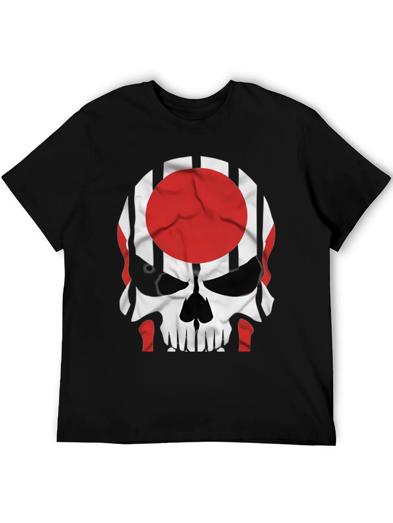 Skull Japan Flag Graphic Tee - Mens Black T-Shirt