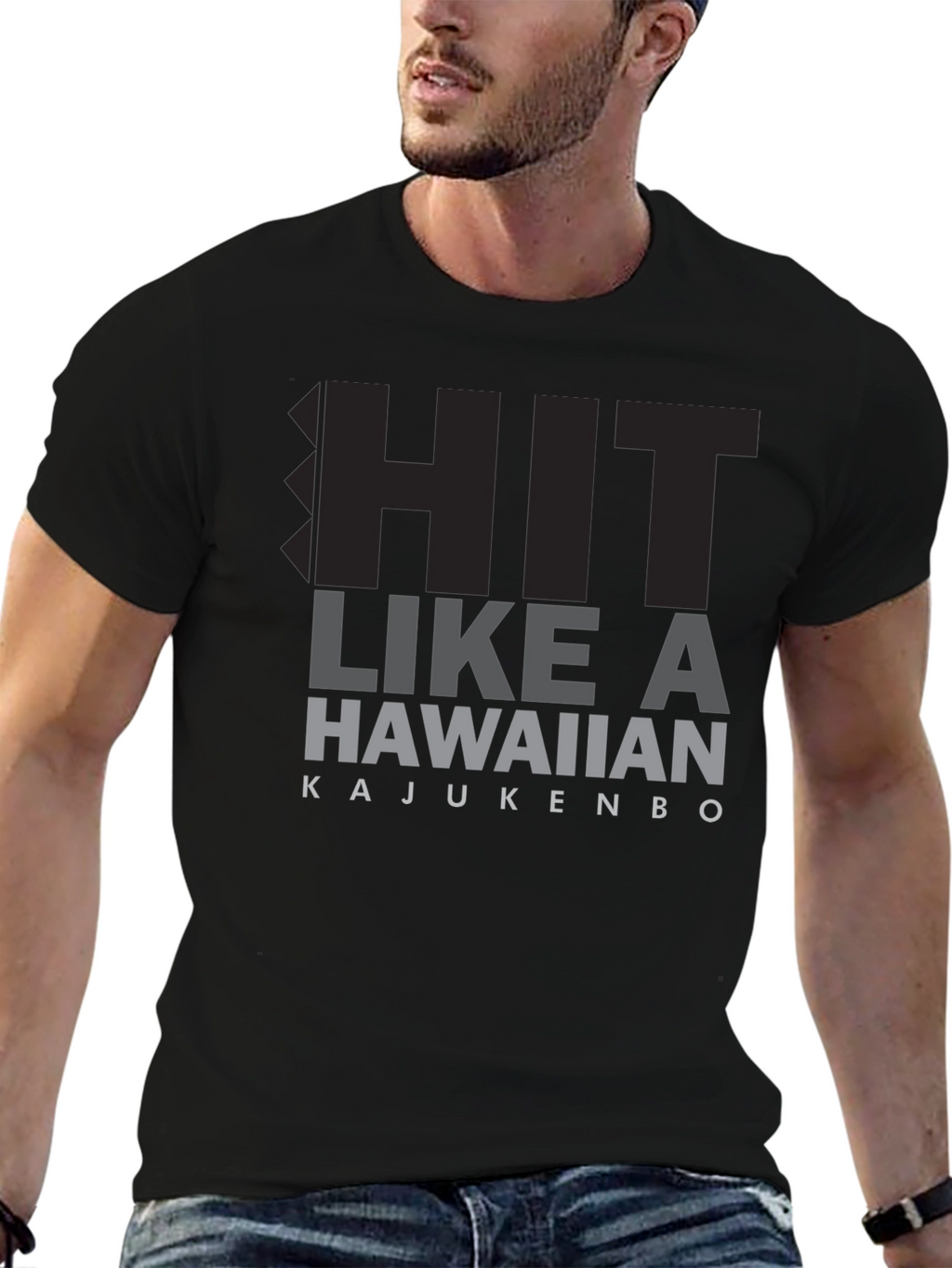 Hit Like A Hawaiian T-Shirt - Black