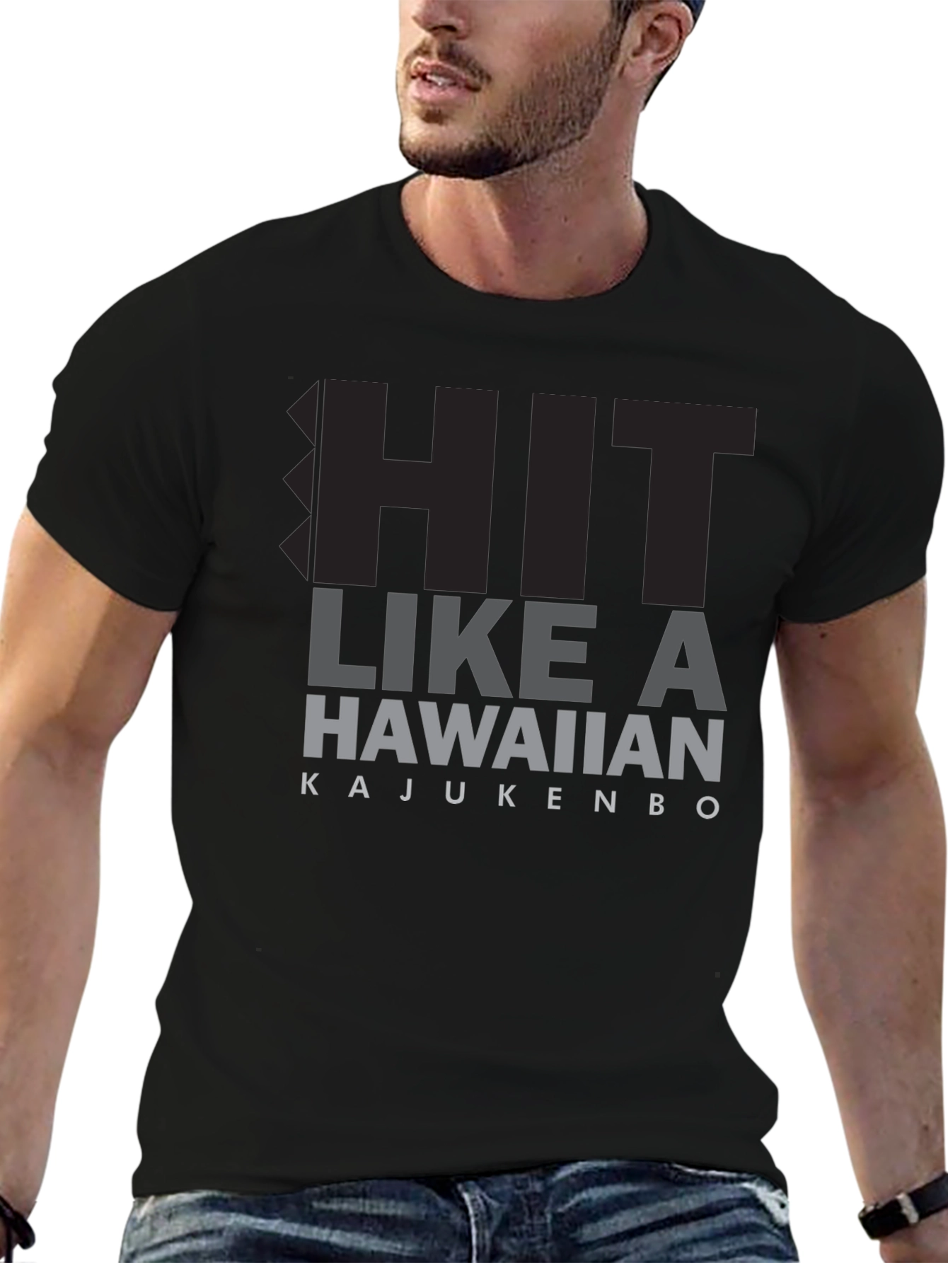 Hit Like A Hawaiian T-Shirt - Black