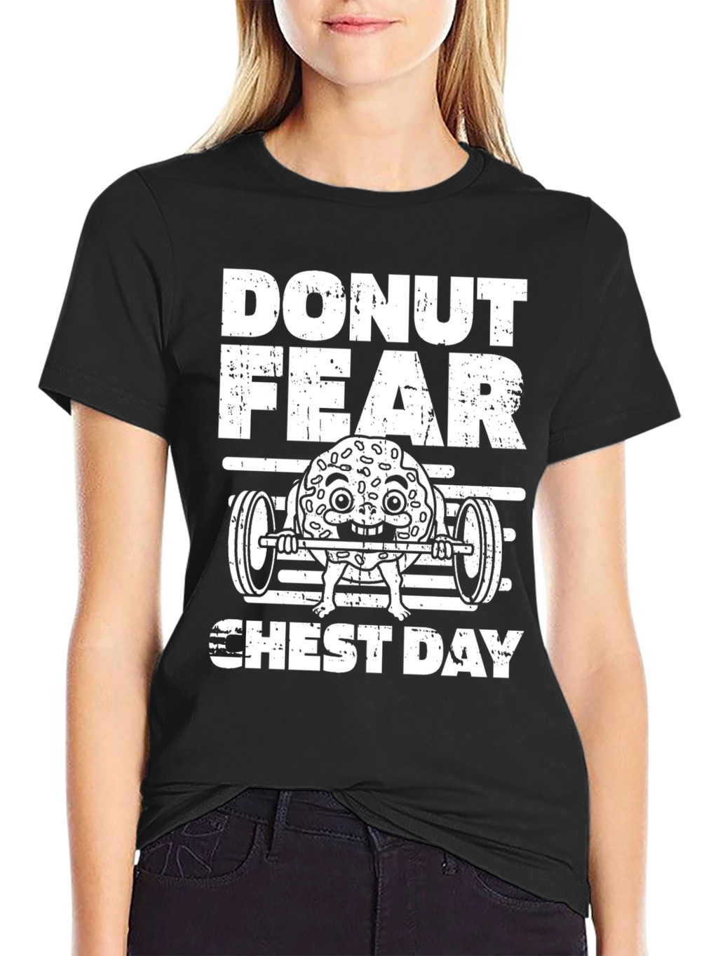 Donut Fear Chest Day Funny Workout Gym T-Shirt