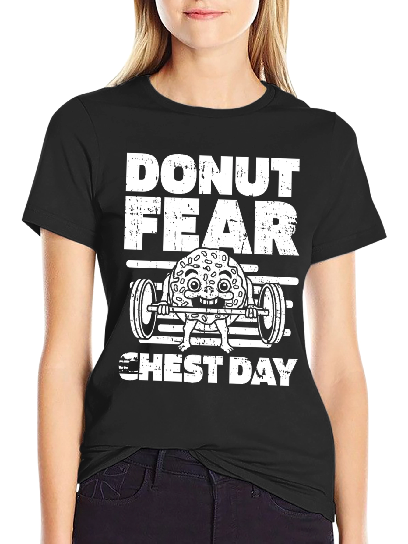 Donut Fear Chest Day Funny Workout Gym T-Shirt