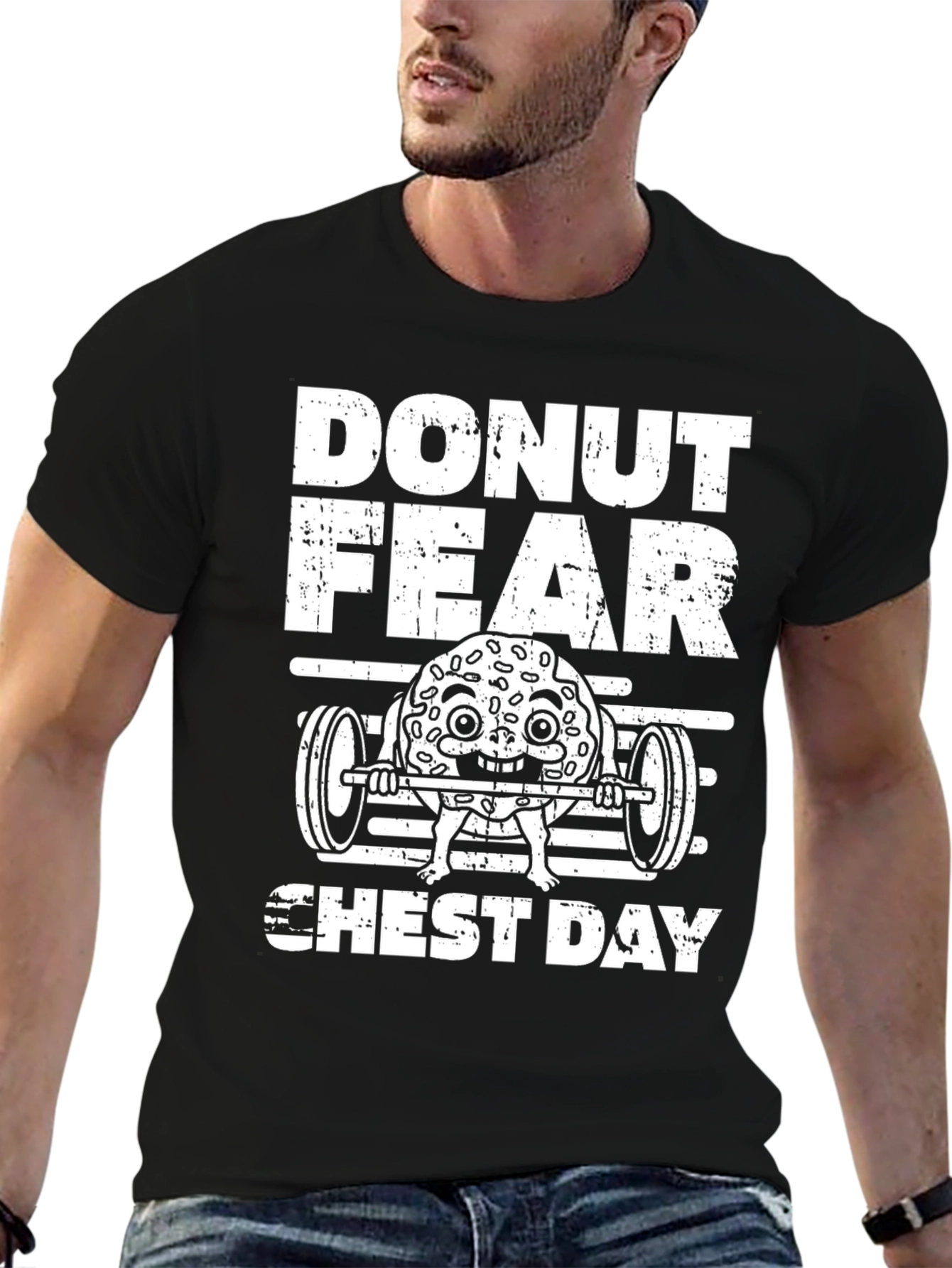 Donut Fear Chest Day Funny Workout Gym T-Shirt