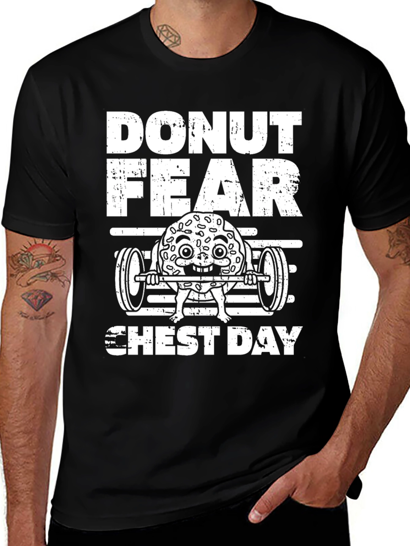 Donut Fear Chest Day Funny Workout Gym T-Shirt