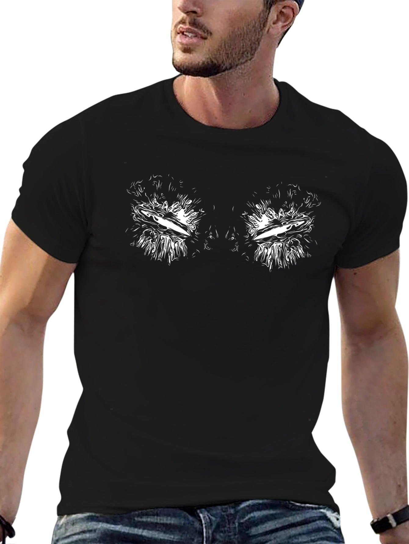 Black T-Shirt with Graphic Eyes