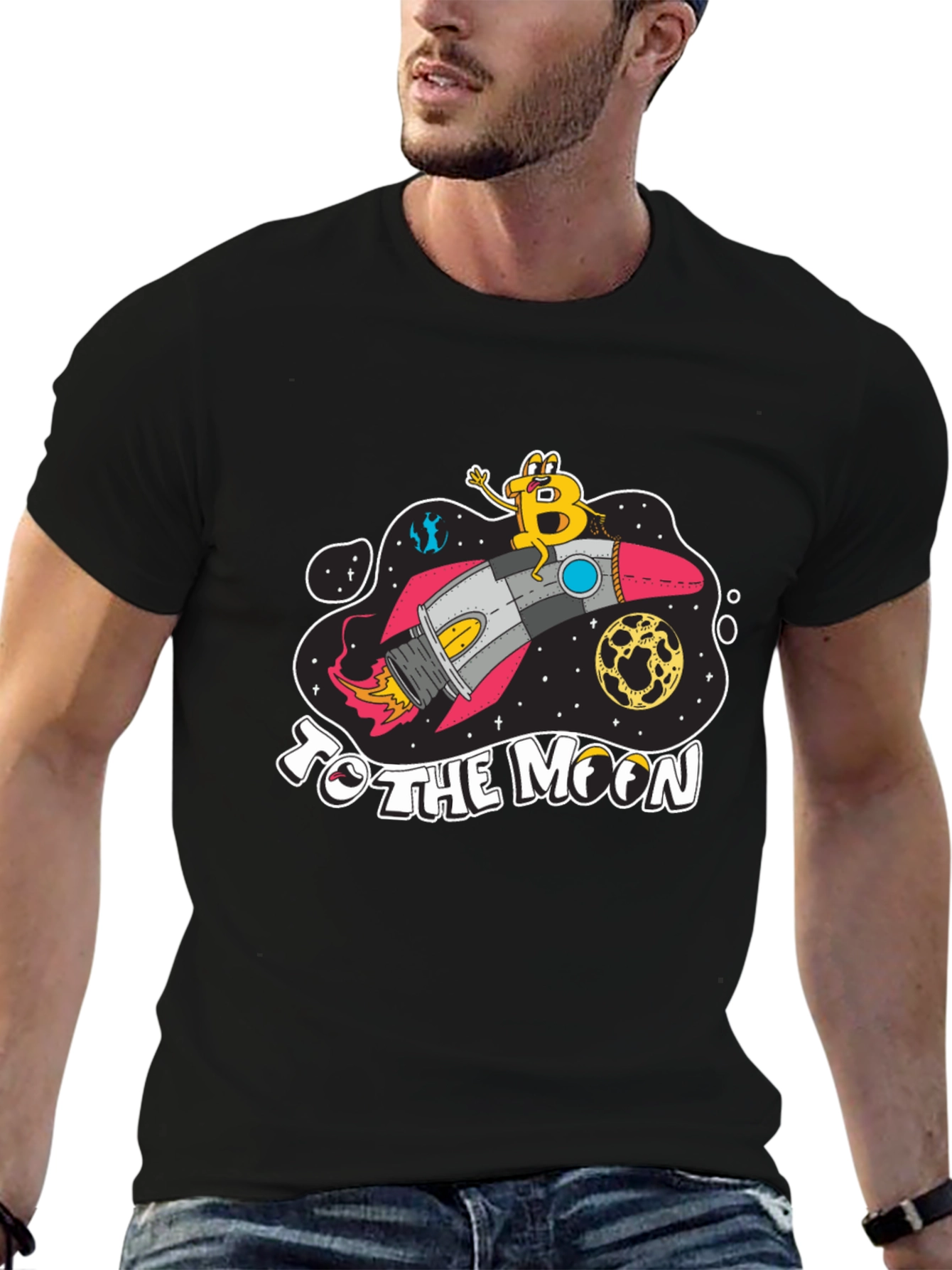 Bitcoin To The Moon Black T-Shirt