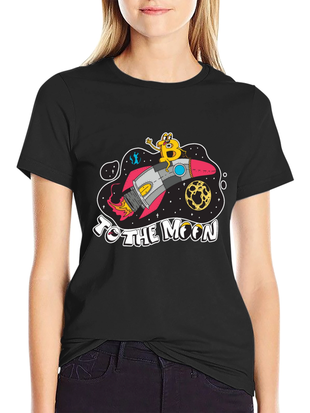 Bitcoin To The Moon Black T-Shirt
