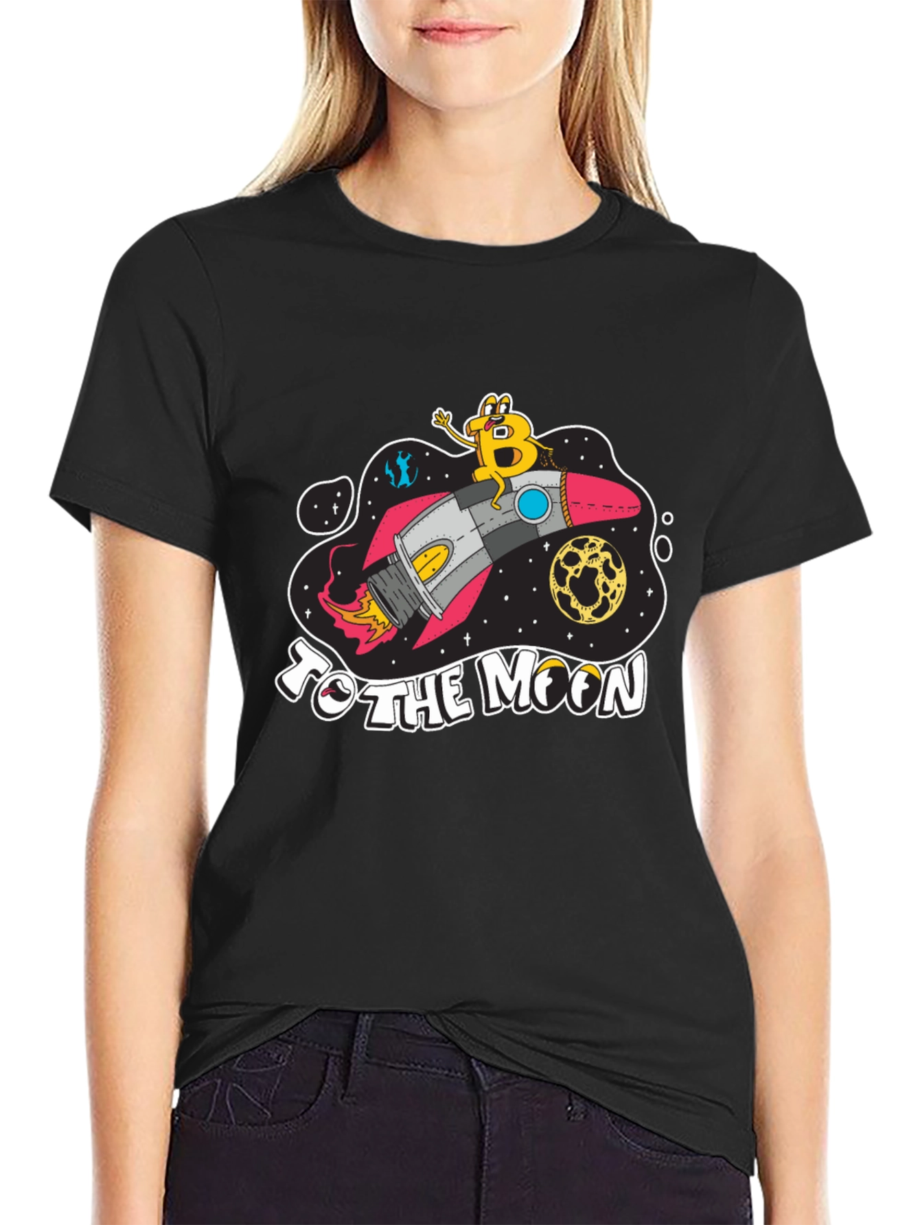 Bitcoin To The Moon Black T-Shirt