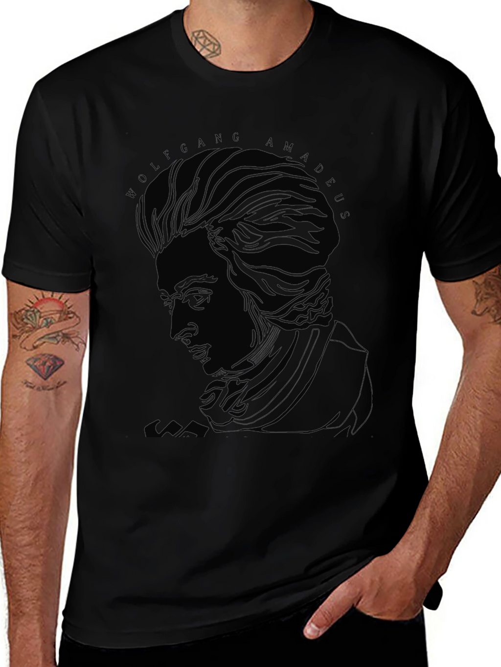 Wolfgang Amadeus Mozart Graphic Tee - Black