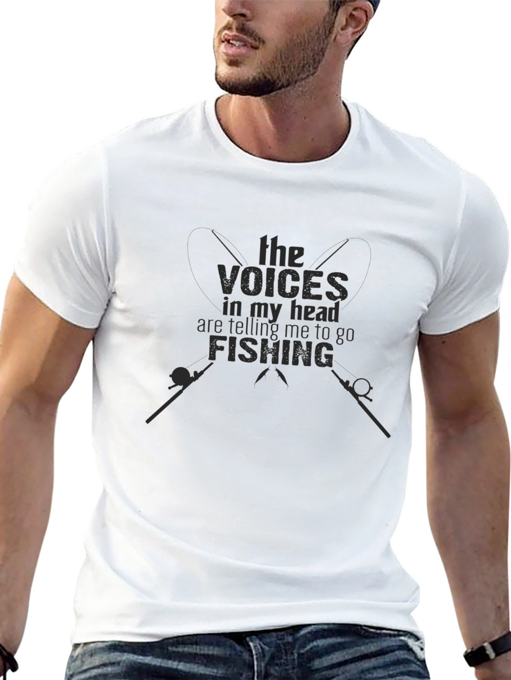 Voices in My Head Fishing Black Graphic Tee