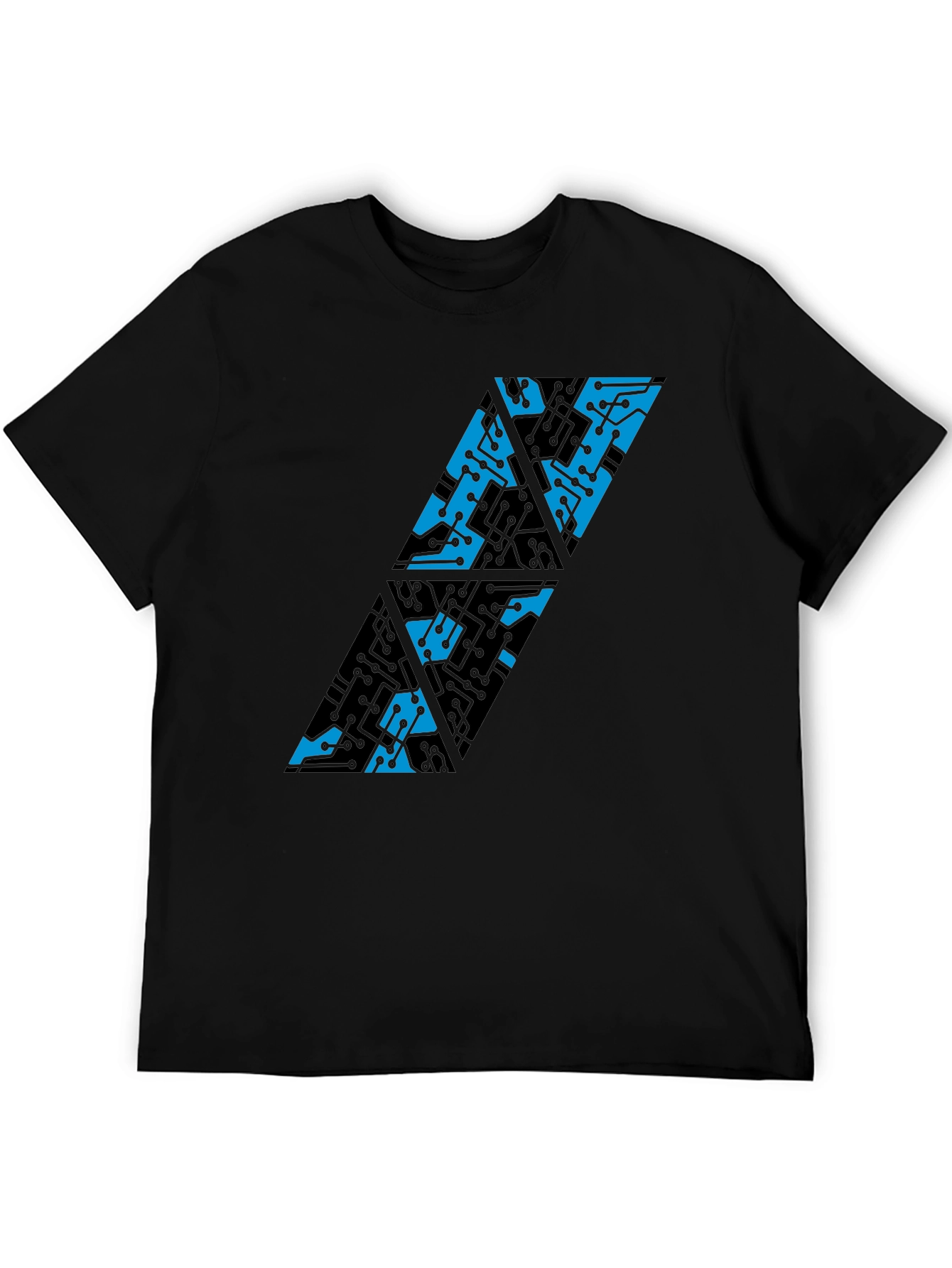 Abstract Circuit Board T-Shirt - Black Cotton Blend