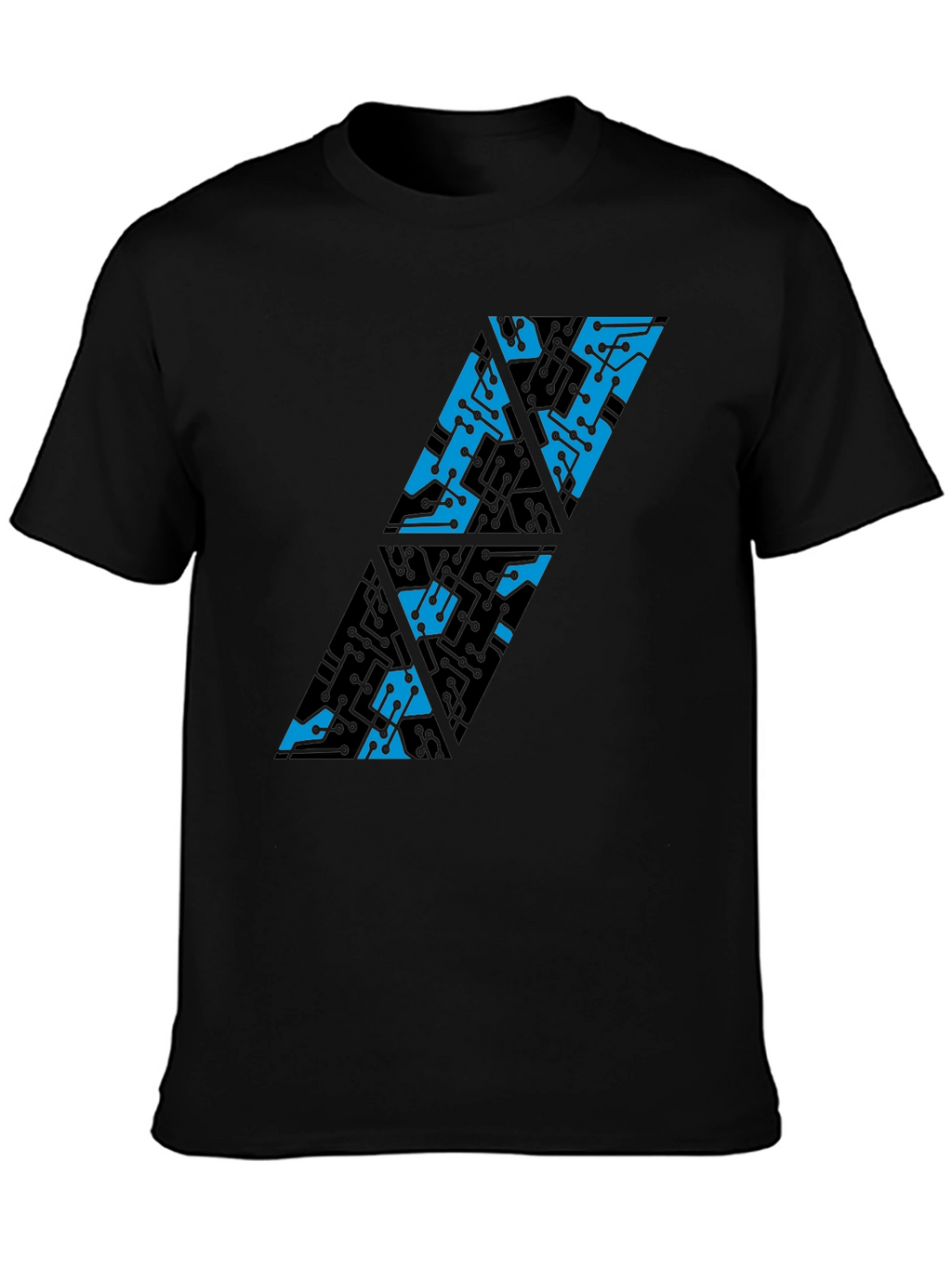 Abstract Circuit Board T-Shirt - Black Cotton Blend