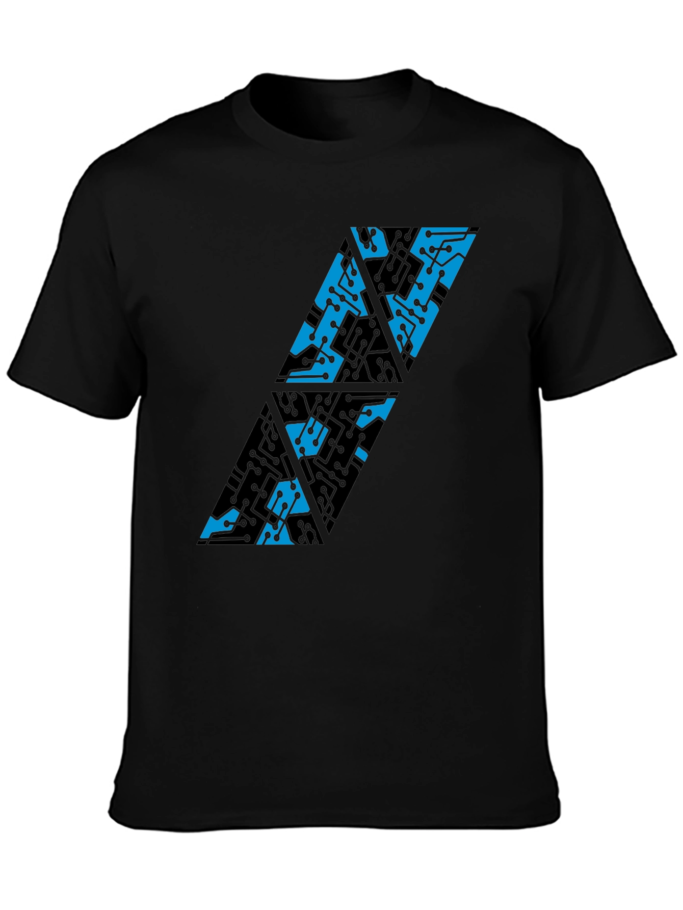 Abstract Circuit Board T-Shirt - Black Cotton Blend