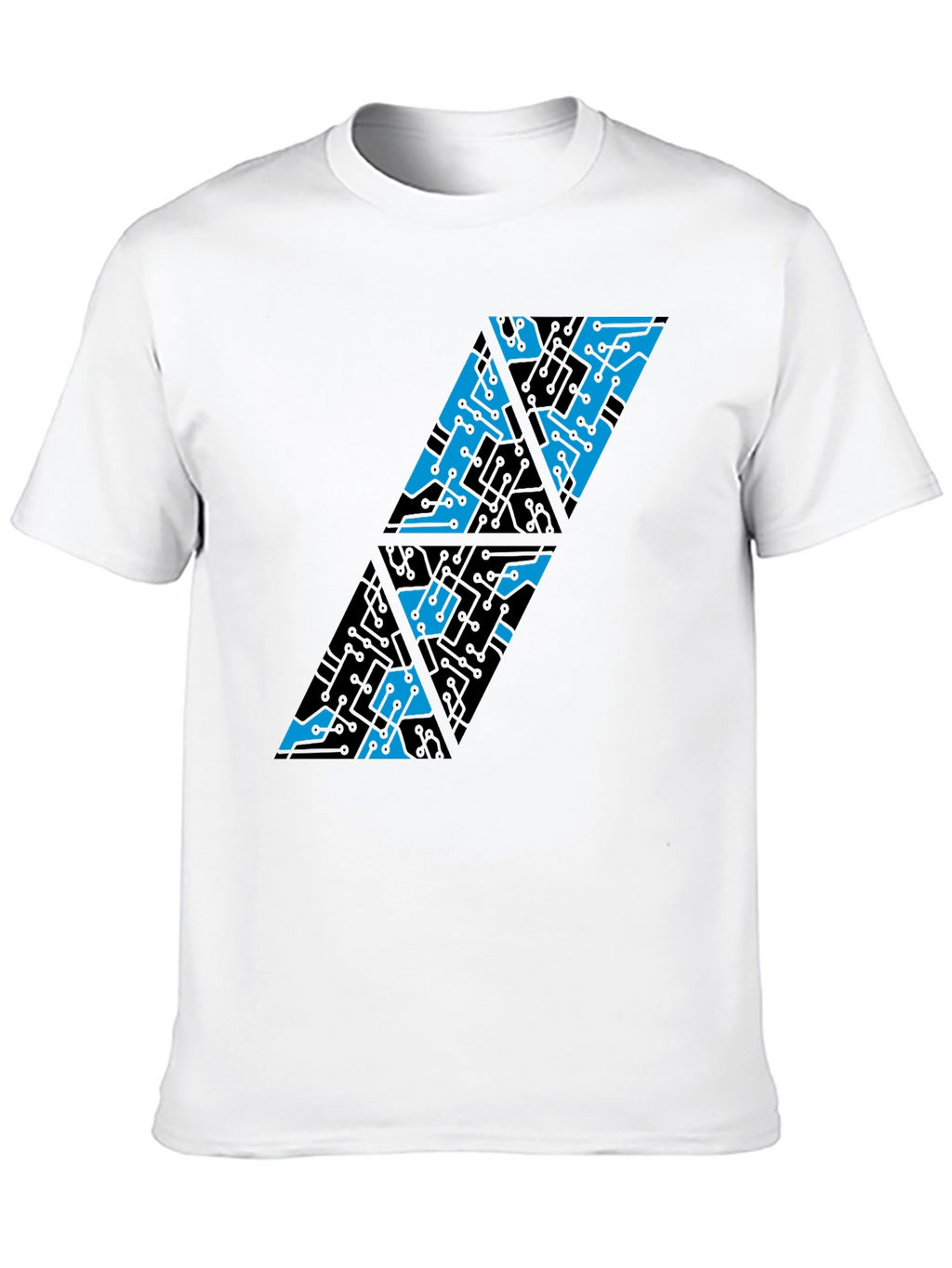 Abstract Circuit Board T-Shirt - Black Cotton Blend