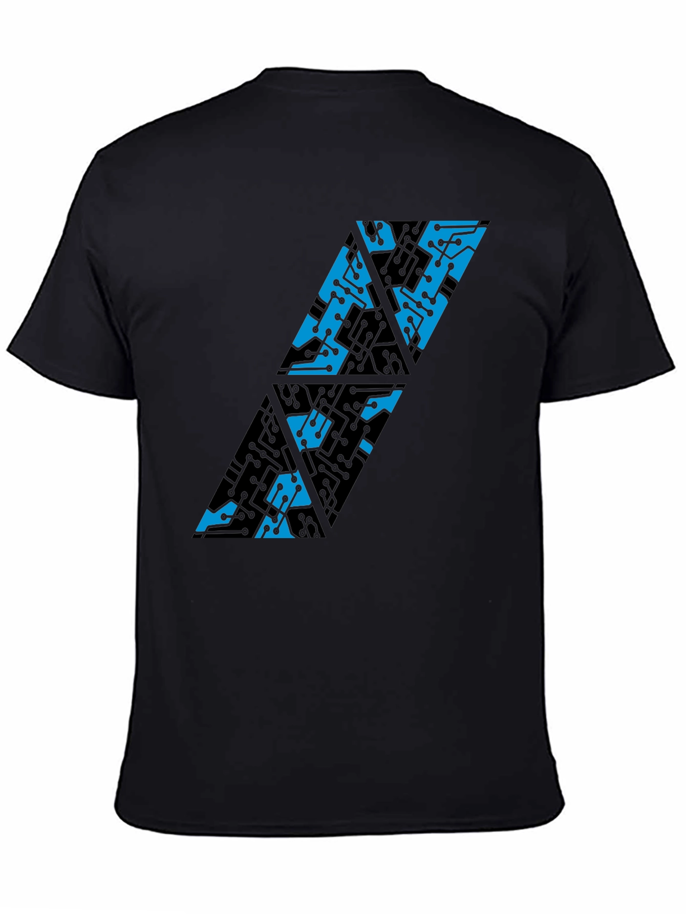 Abstract Circuit Board T-Shirt - Black Cotton Blend