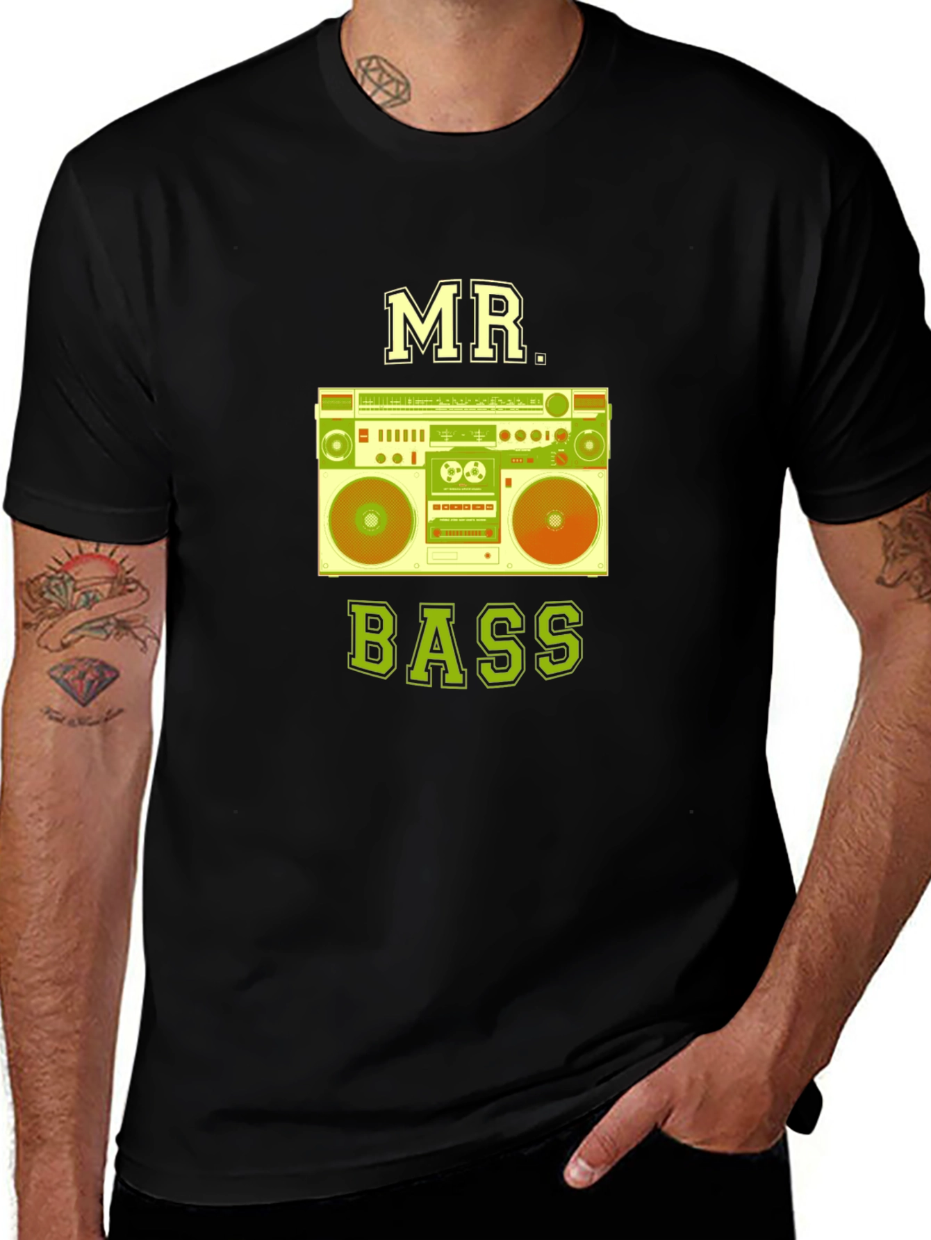 Mr. Bass Graphic Tee - Retro Boombox Design