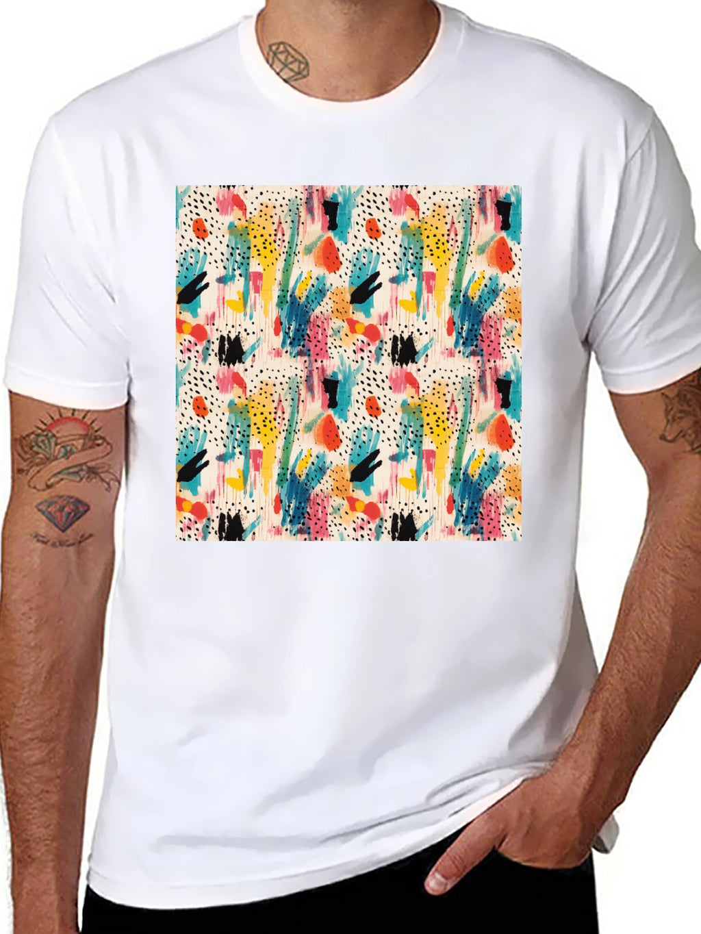 Abstract Art Print Black T-Shirt