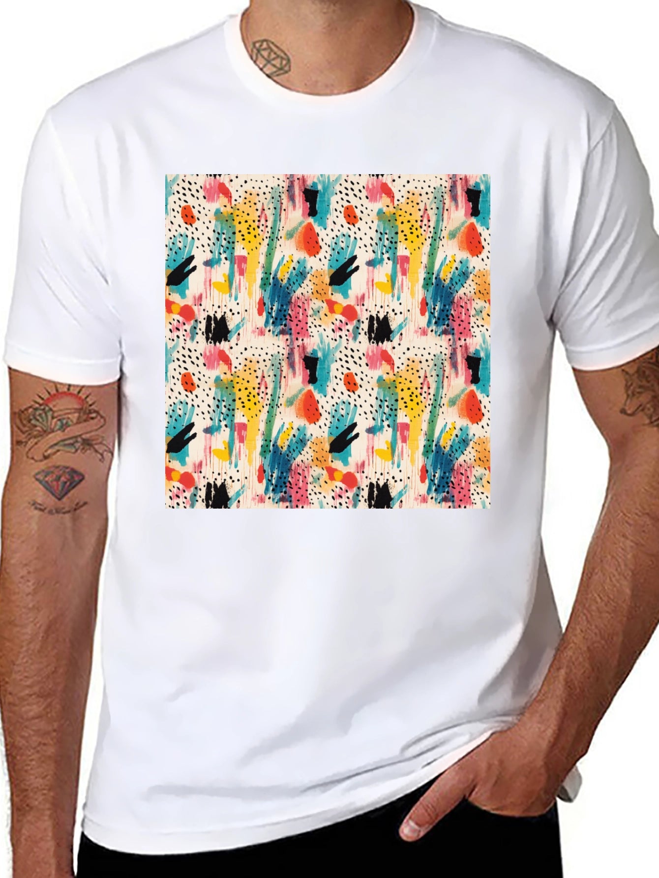 Abstract Art Print Black T-Shirt