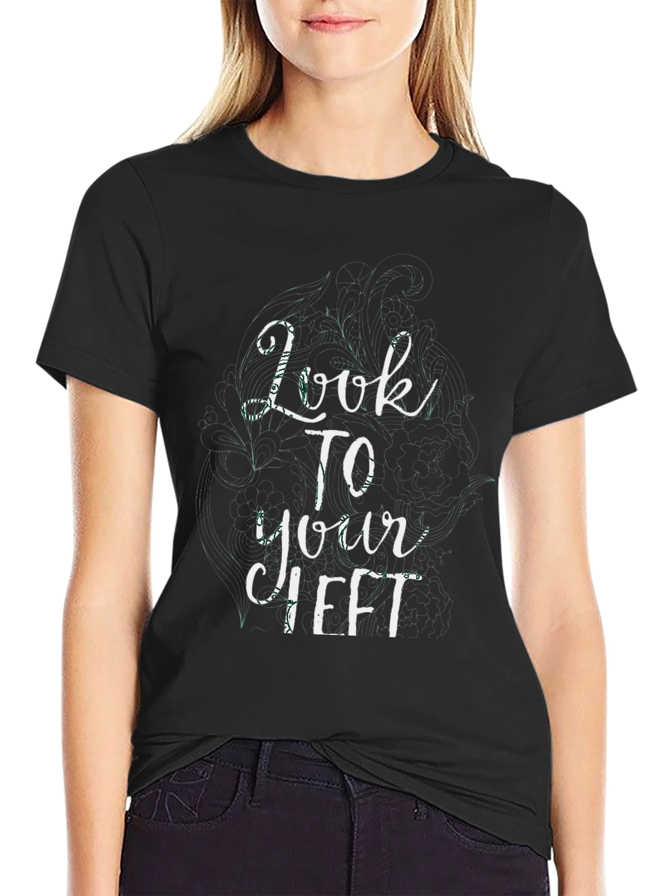 Look To Your Left Graphic Tee - Black Casual Shirt