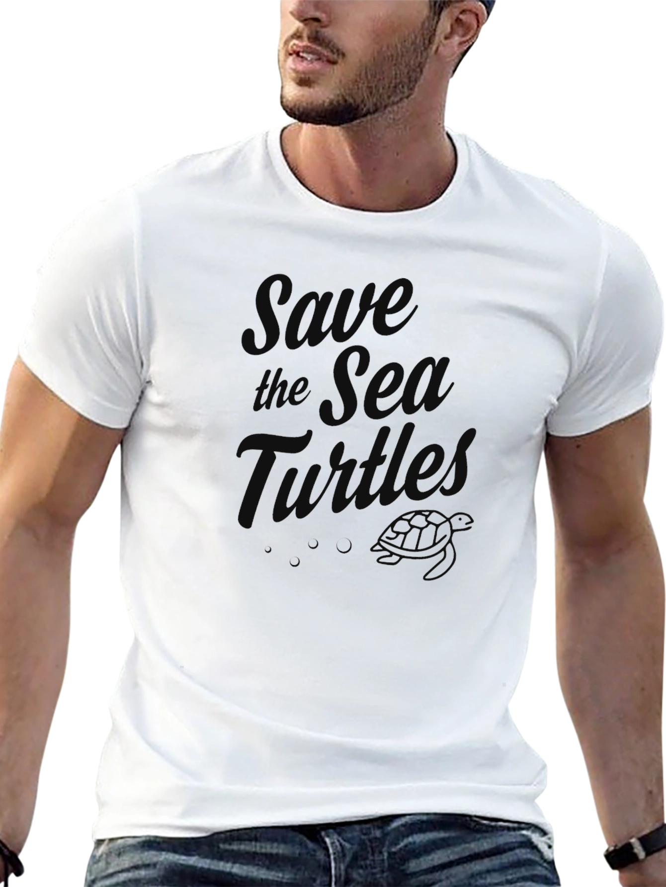 Save the Sea Turtle Graphic Tee - Black