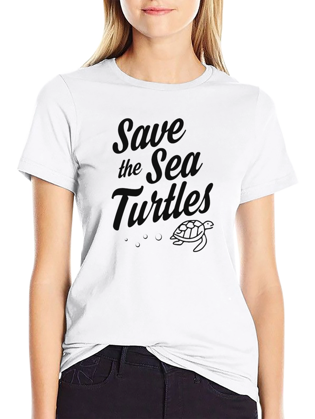 Save the Sea Turtle Graphic Tee - Black