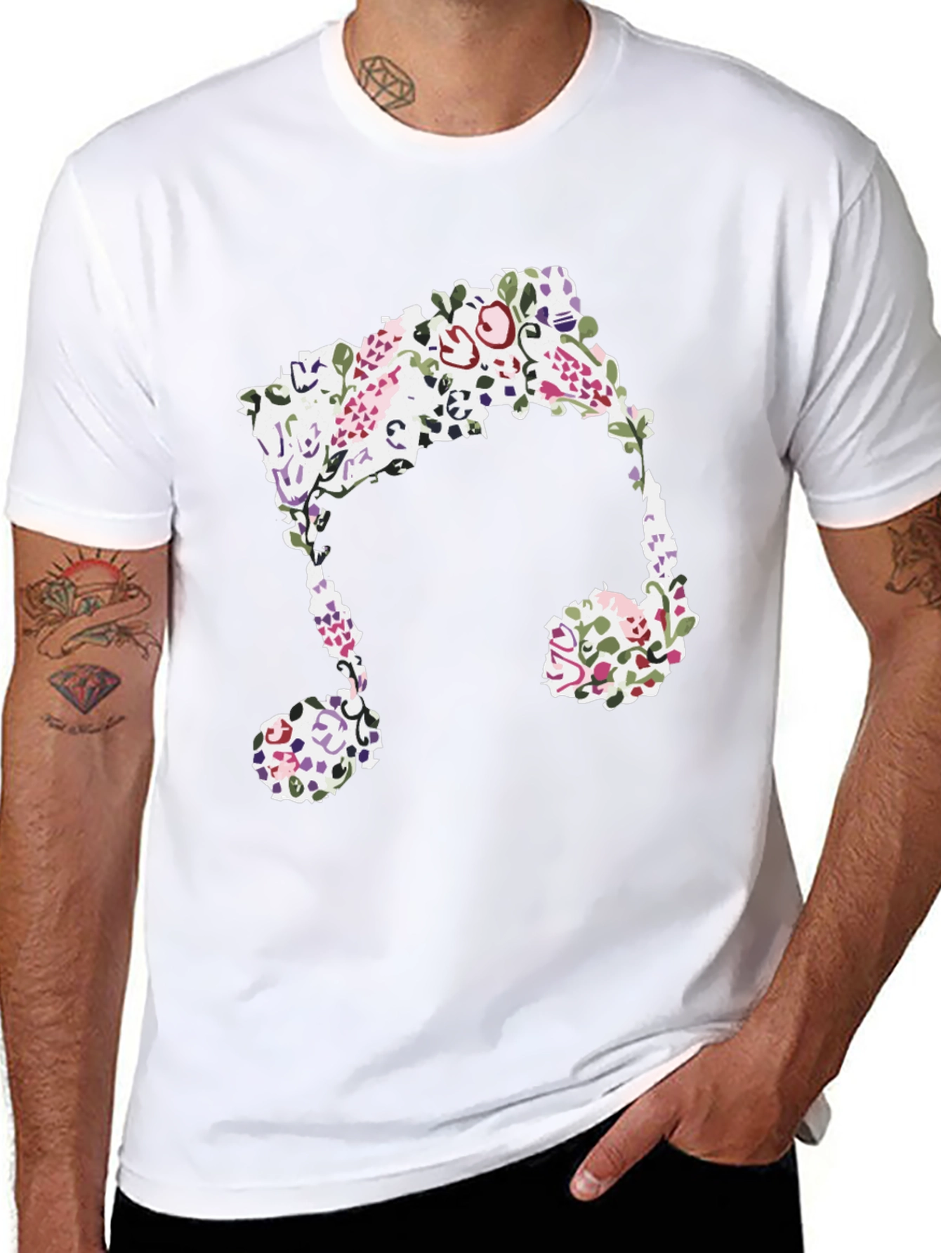 Floral Music Note Graphic Tee