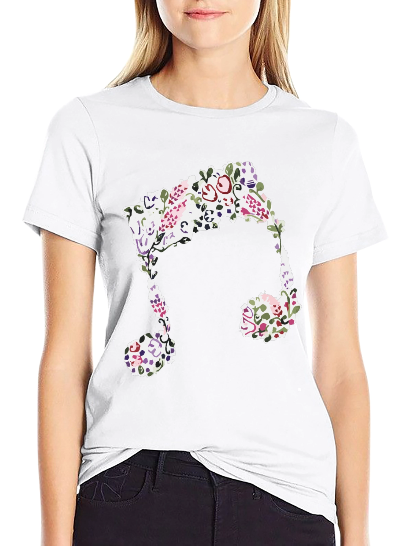 Floral Music Note Graphic Tee