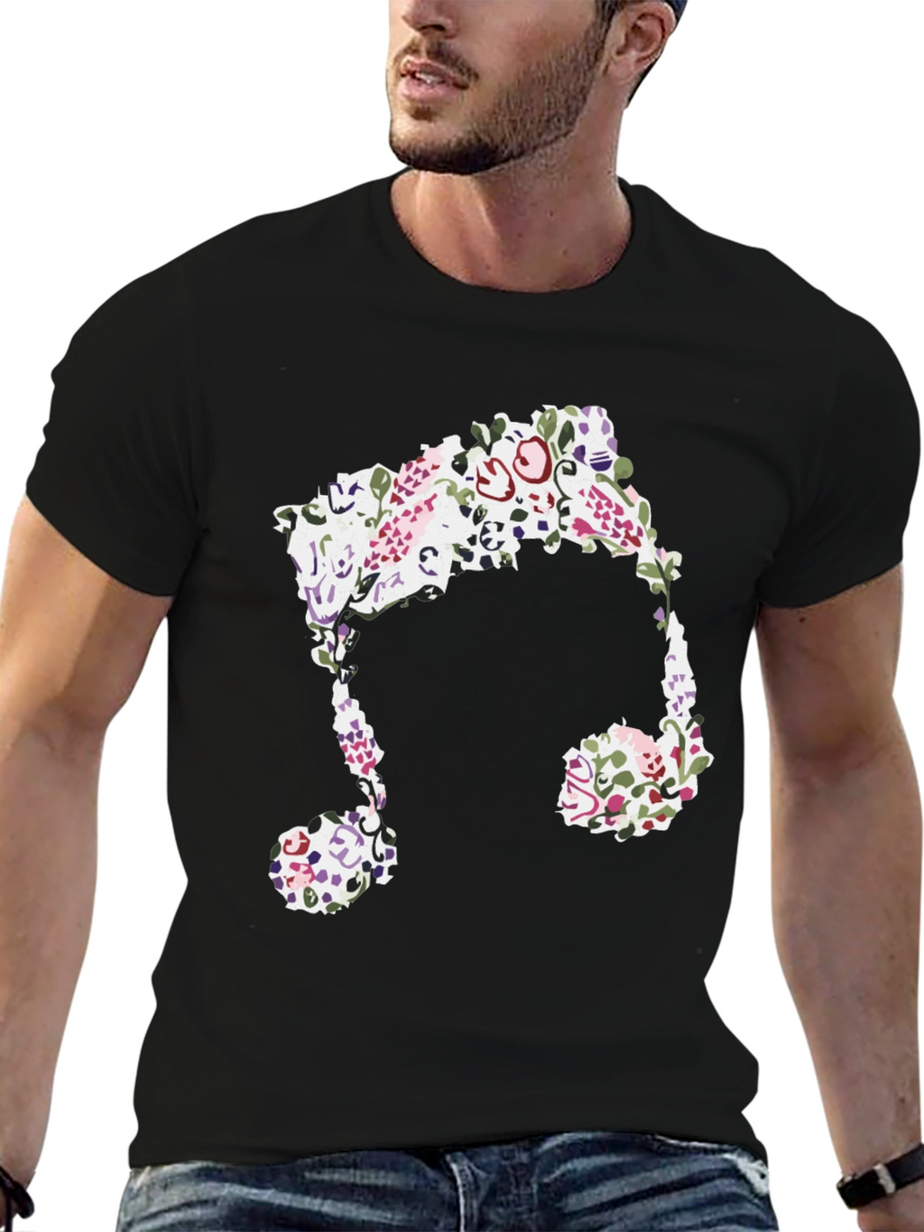 Floral Music Note Graphic Tee