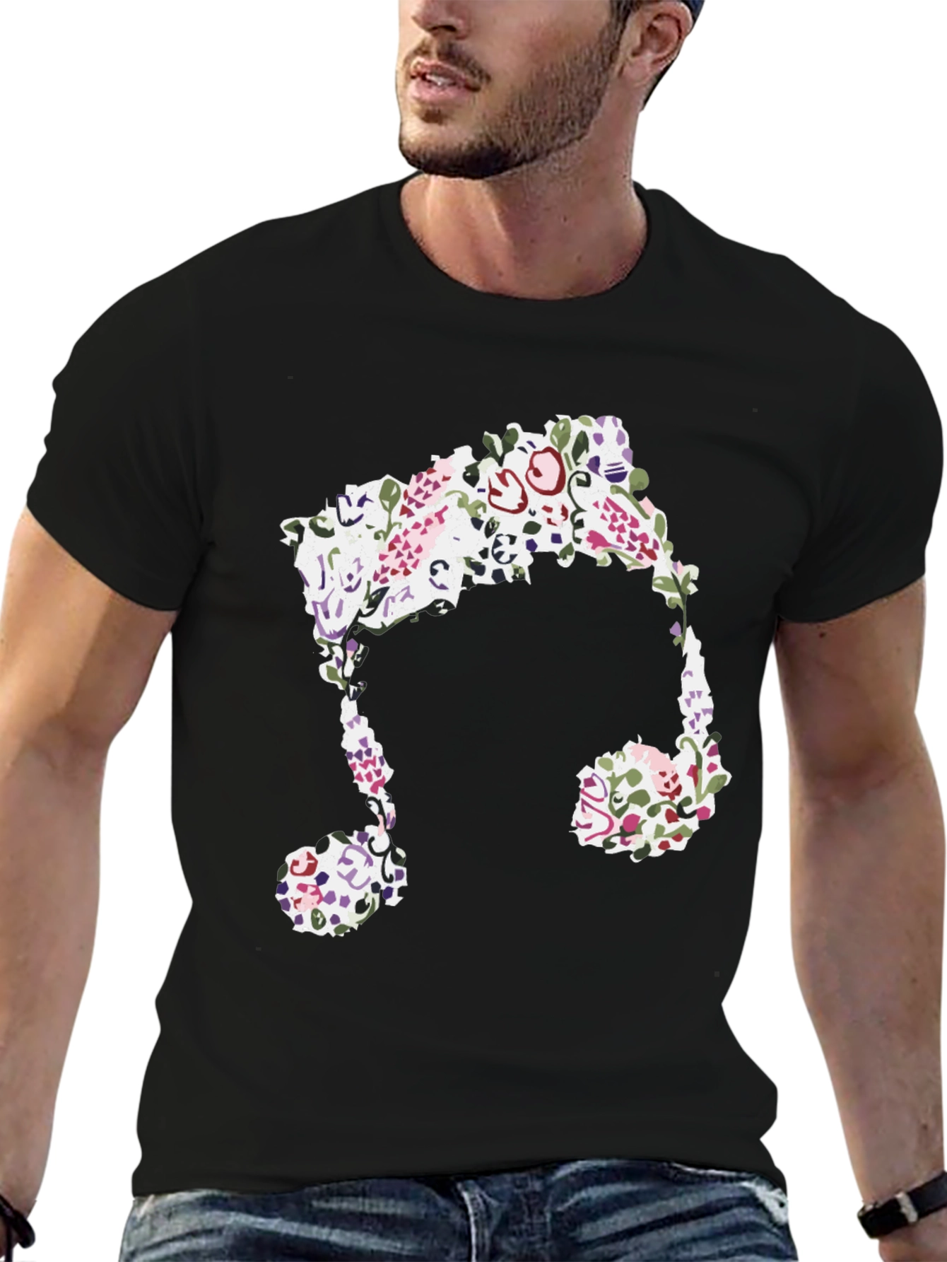 Floral Music Note Graphic Tee