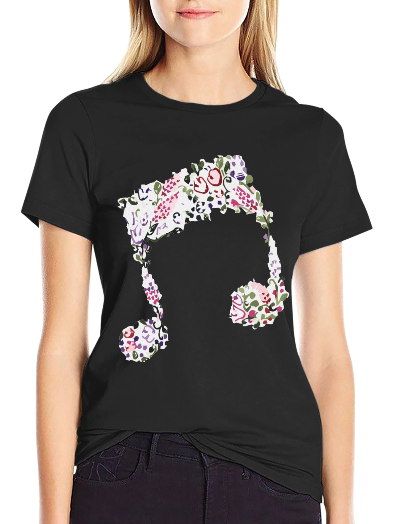 Floral Music Note Graphic Tee