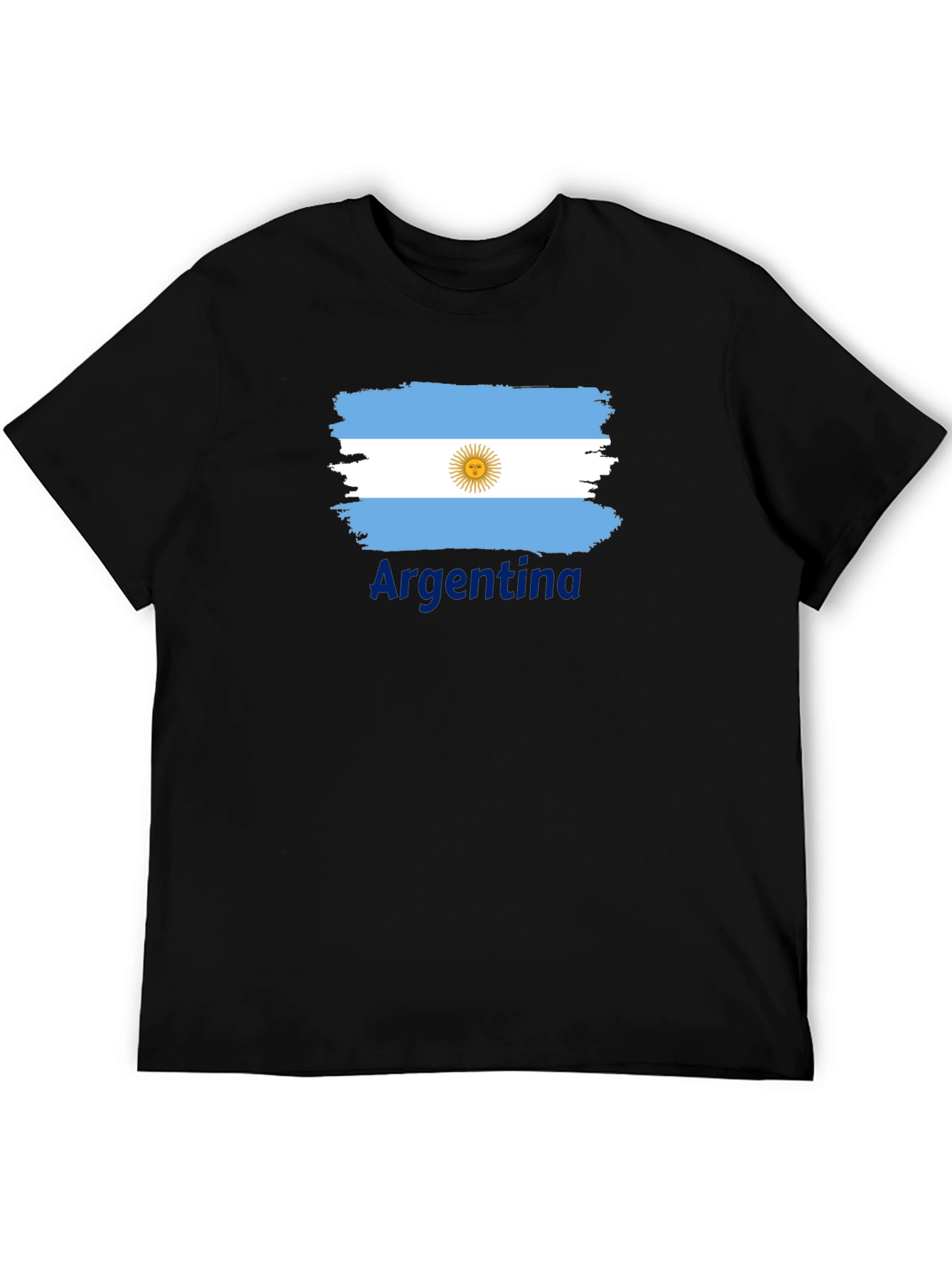 Argentina Flag T-Shirt - Black Cotton Tee