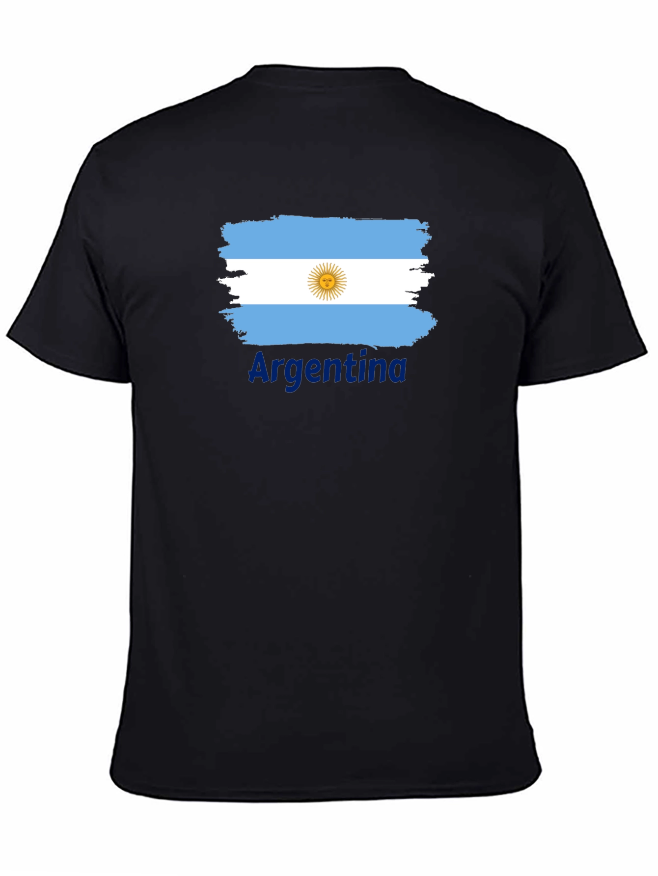 Argentina Flag T-Shirt - Black Cotton Tee