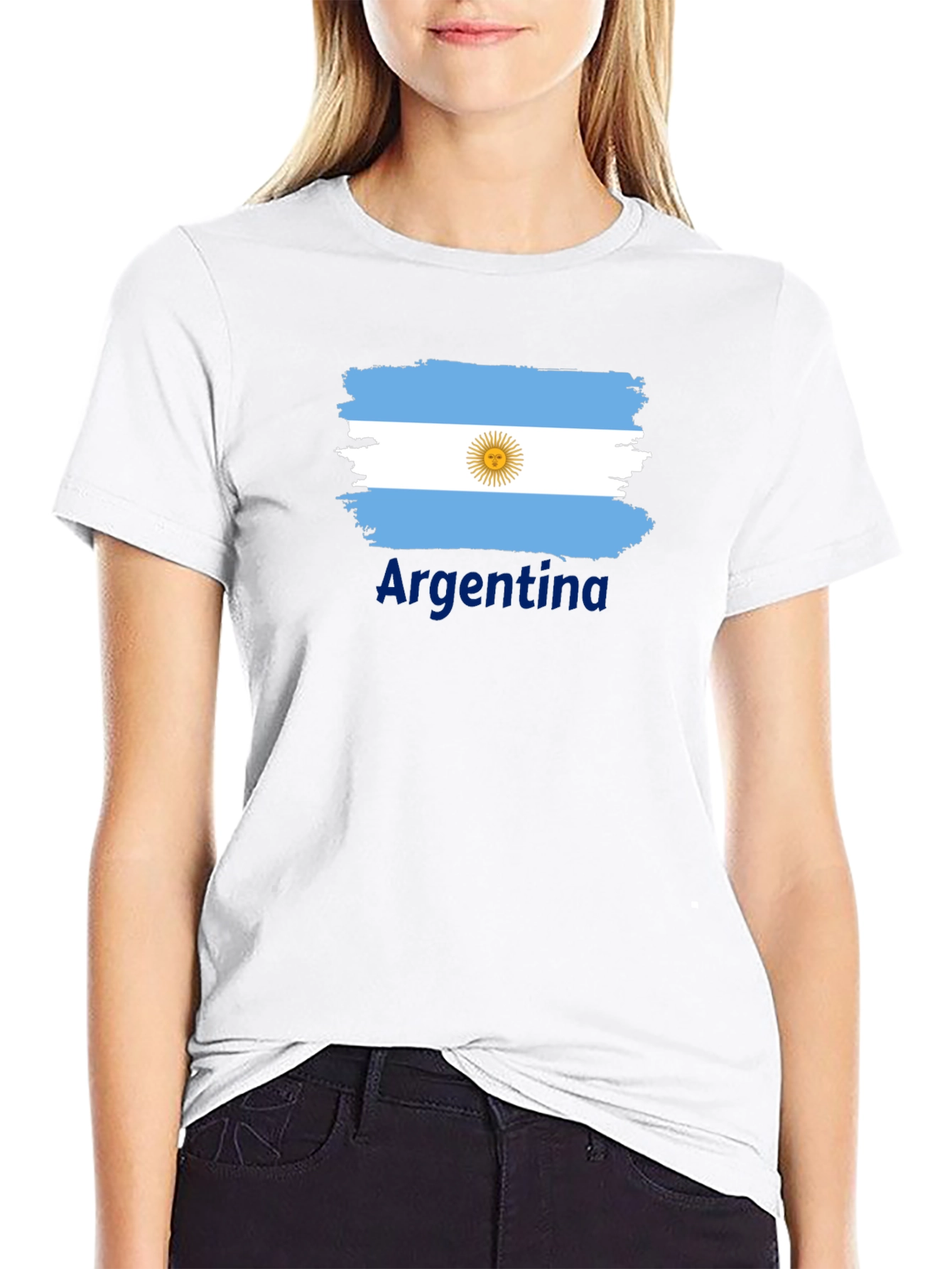 Argentina Flag T-Shirt - Black Cotton Tee