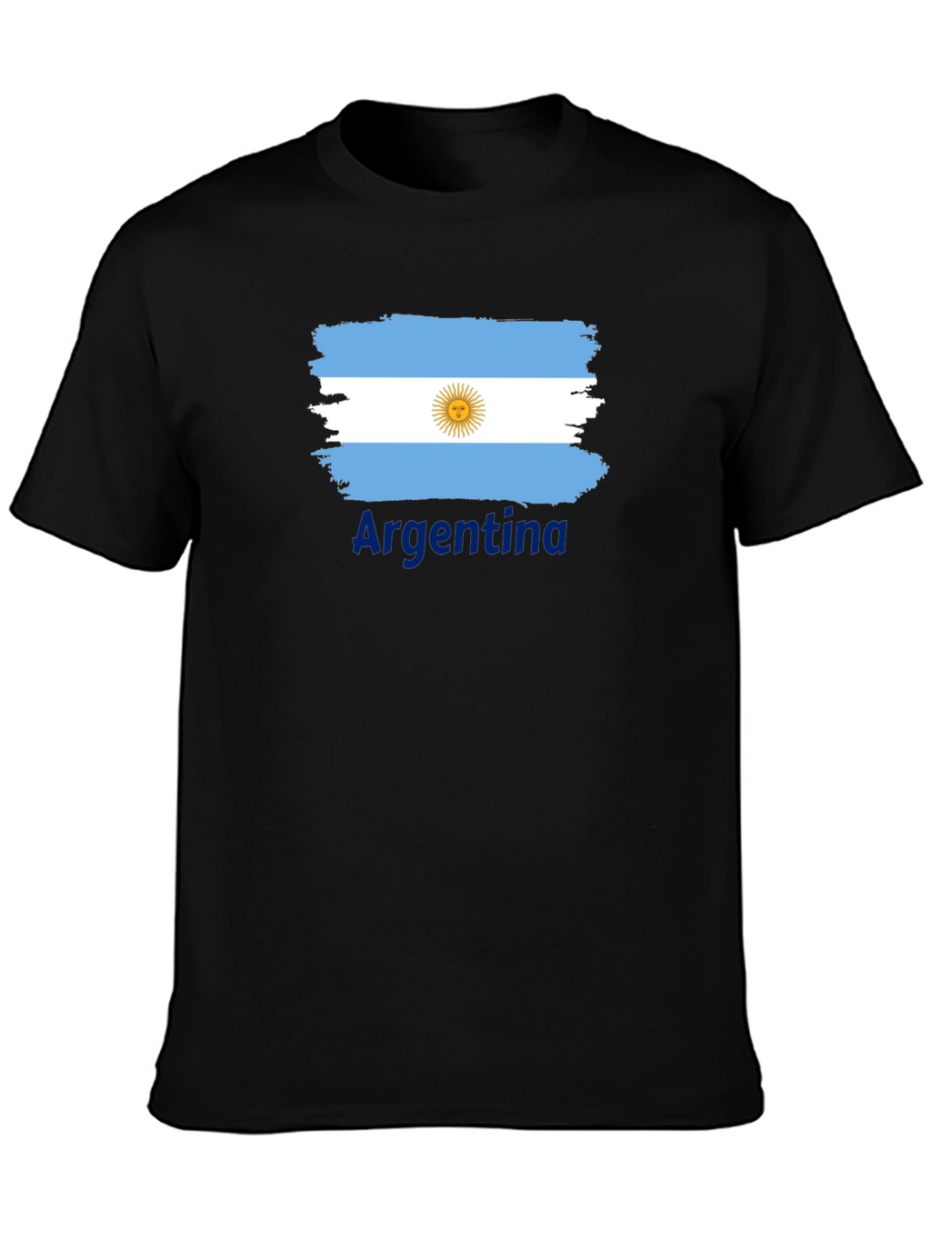 Argentina Flag T-Shirt - Black Cotton Tee
